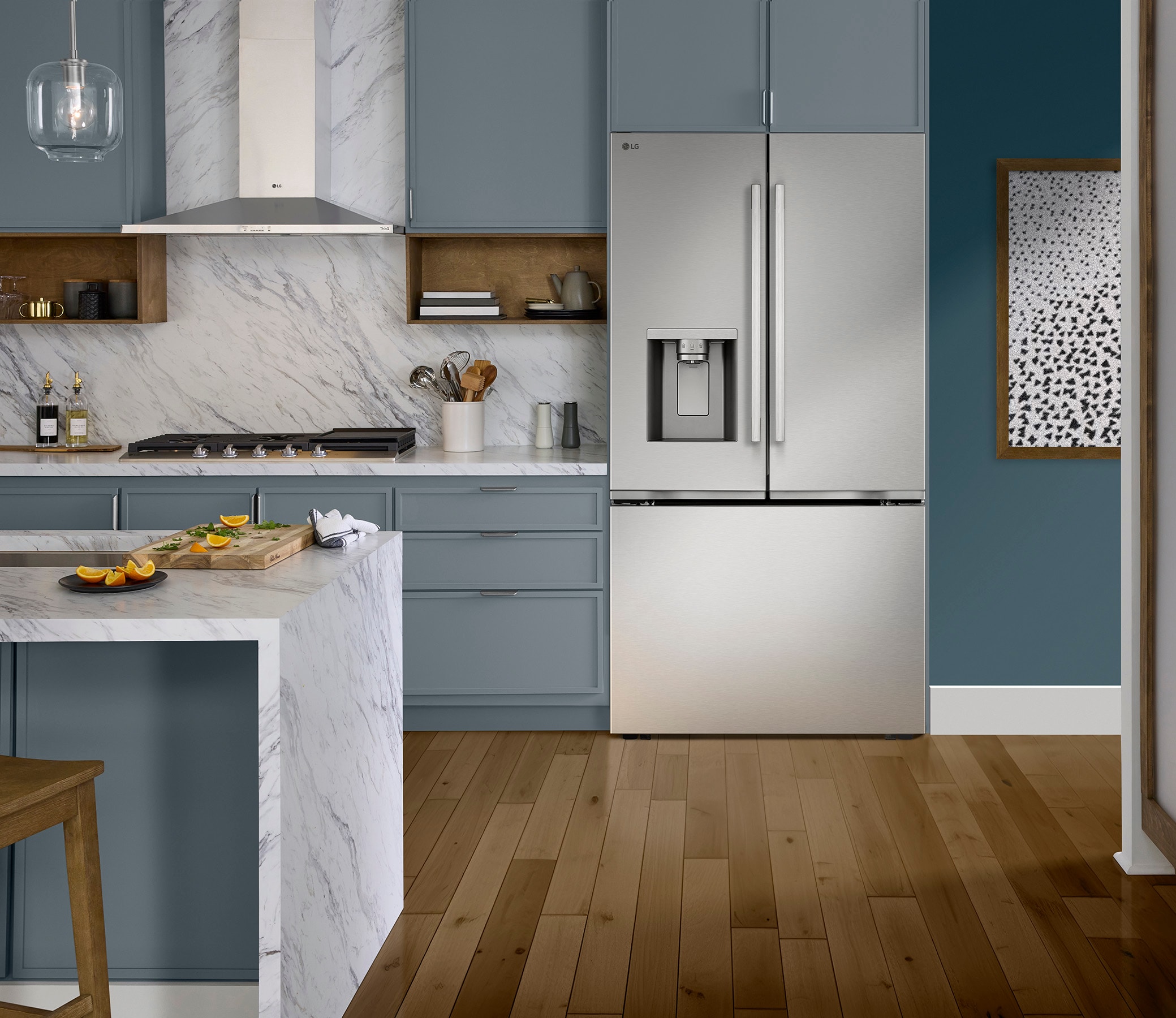 Refrigerador francés de puertas dobles inteligente compatible con Smart, con fabricador doble de hielo y dispensador de agua y hielo, 23.7 pies cúbicos sin saliente de profundidad de contador LG (acero inoxidable PrintProof) certificado ENERGY STAR LF24Z6530S
