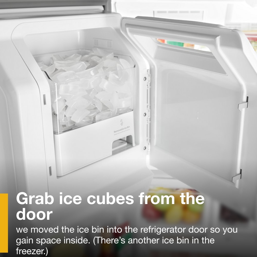 Refrigerador Francés de Doble Fabricador de Hielo con Dispensador de Agua y Hielo (Acero Inoxidable Resistente a Huellas Dactilares) Certificado ENERGY STAR de 26.8 pies cúbicos de Profundidad Estándar con 3 Puertas de Whirlpool WRF767SDHZ