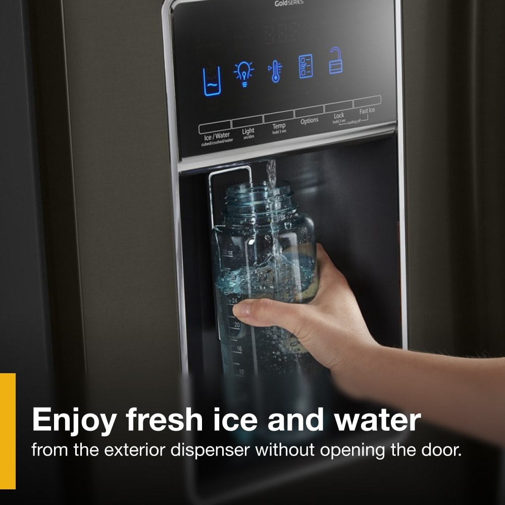 Refrigerador Francés de 3 Puertas con Doble Hielera y Dispensador de Agua e Hielo (Negro Resistente a las Huellas Dactilares) Certificado ENERGY STAR, Profundidad Estándar de 26.8 pies cúbicos Whirlpool WRF767SDHV