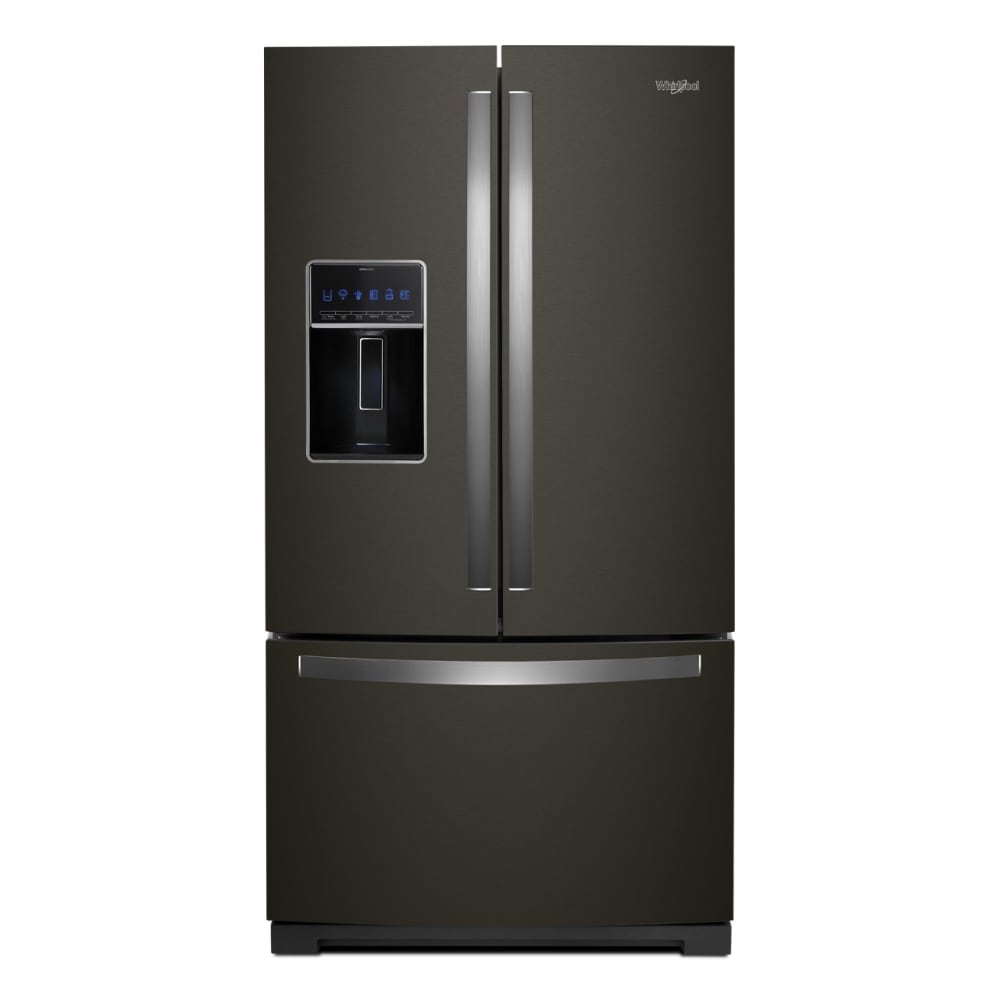 Refrigerador Francés de 3 Puertas con Doble Hielera y Dispensador de Agua e Hielo (Negro Resistente a las Huellas Dactilares) Certificado ENERGY STAR, Profundidad Estándar de 26.8 pies cúbicos Whirlpool WRF767SDHV