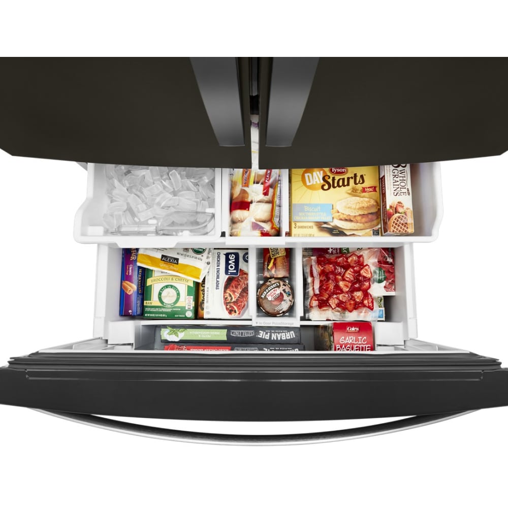 Refrigerador Francés de 3 Puertas con Doble Hielera y Dispensador de Agua e Hielo (Negro Resistente a las Huellas Dactilares) Certificado ENERGY STAR, Profundidad Estándar de 26.8 pies cúbicos Whirlpool WRF767SDHV