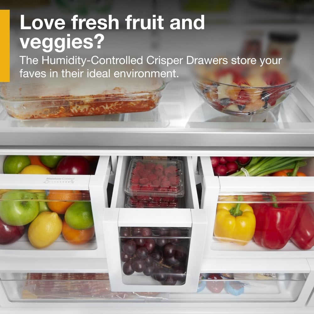 Refrigerador Francés de 3 Puertas con Doble Hielera y Dispensador de Agua e Hielo (Negro Resistente a las Huellas Dactilares) Certificado ENERGY STAR, Profundidad Estándar de 26.8 pies cúbicos Whirlpool WRF767SDHV
