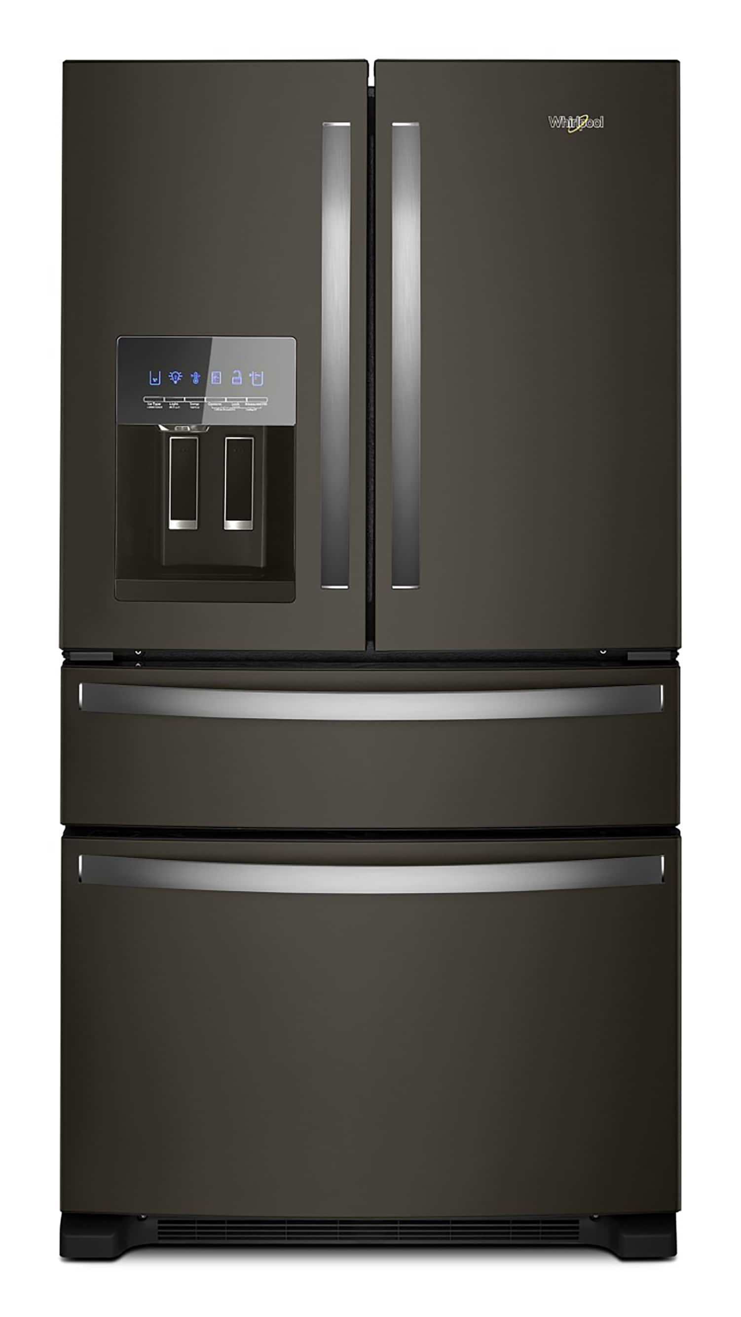 Refrigerador French Door de 4 puertas de profundidad estándar de 24.5 pies cúbicos con fabricador de hielo y dispensador de agua y hielo (Acero inoxidable negro) Certificado ENERGY STAR WRMF3636RV