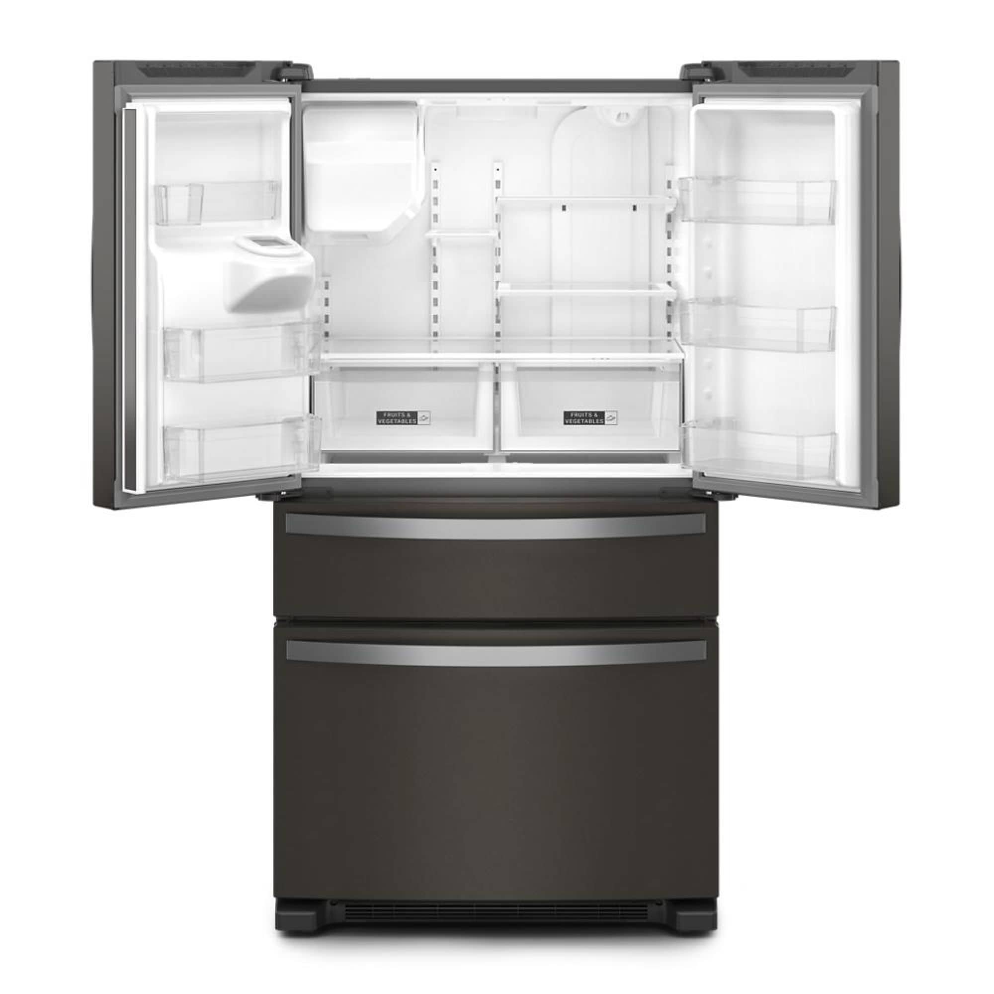 Refrigerador French Door de 4 puertas de profundidad estándar de 24.5 pies cúbicos con fabricador de hielo y dispensador de agua y hielo (Acero inoxidable negro) Certificado ENERGY STAR WRMF3636RV