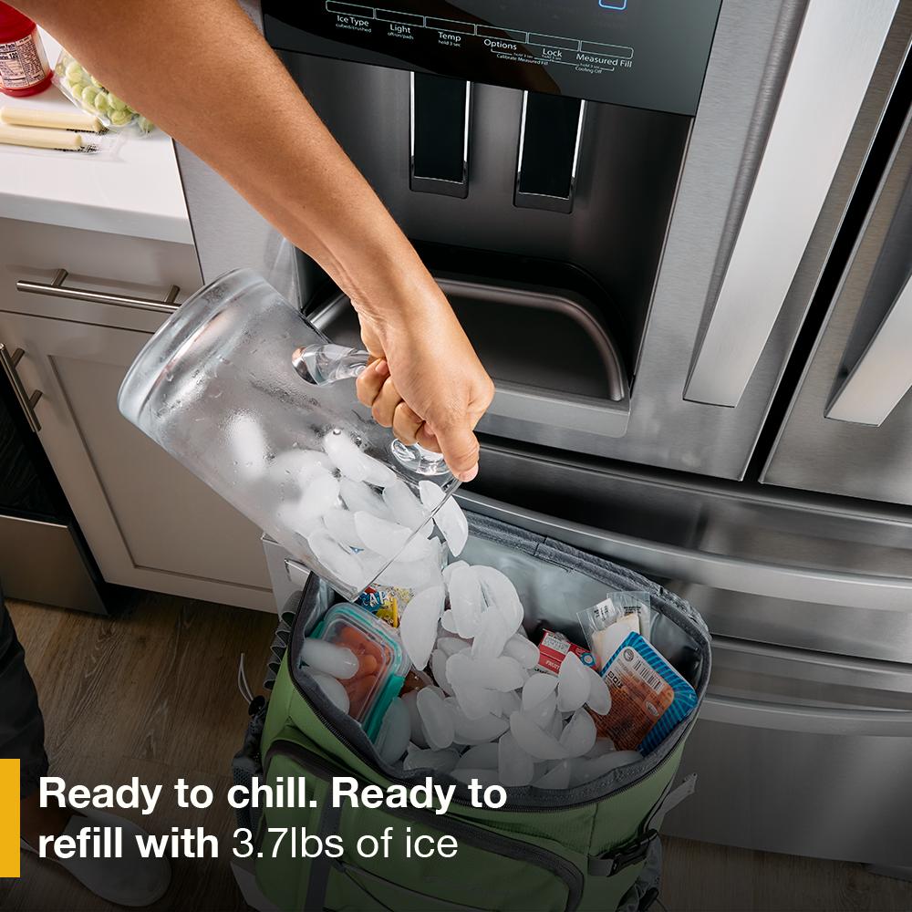 Refrigerador French Door de 4 puertas de profundidad estándar de 24.5 pies cúbicos con fabricador de hielo y dispensador de agua y hielo (Acero inoxidable negro) Certificado ENERGY STAR WRMF3636RV