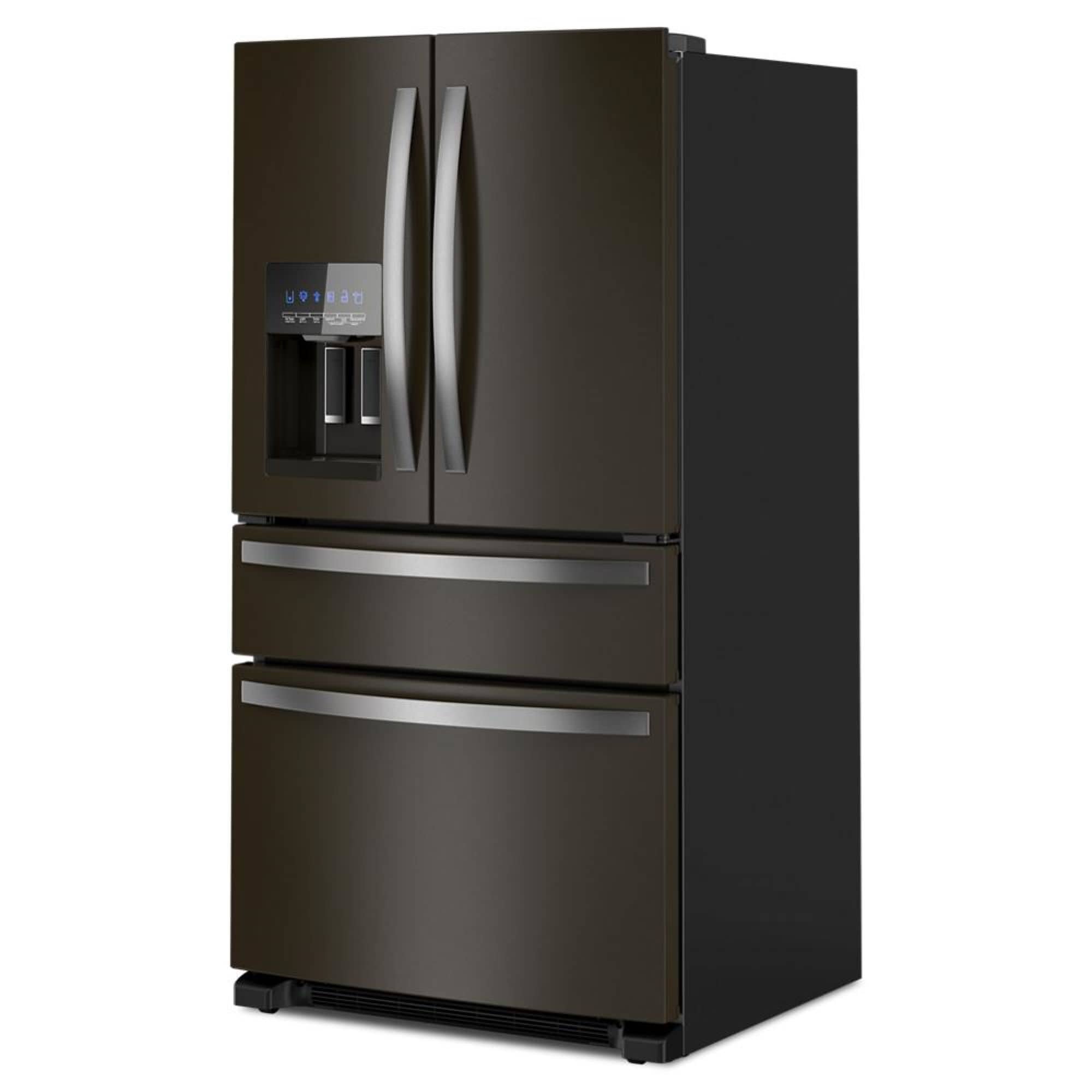 Refrigerador French Door de 4 puertas de profundidad estándar de 24.5 pies cúbicos con fabricador de hielo y dispensador de agua y hielo (Acero inoxidable negro) Certificado ENERGY STAR WRMF3636RV