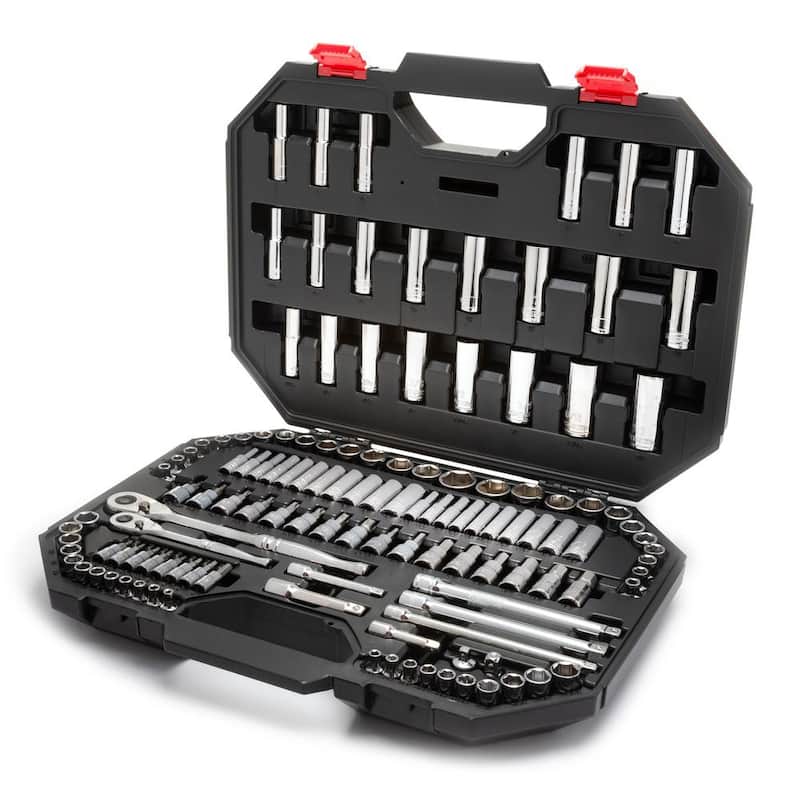 Set de herramientas para mecánicos Husky de 144 posiciones de 1/4 y 3/8 pulgadas (125 piezas) - H144125MTS