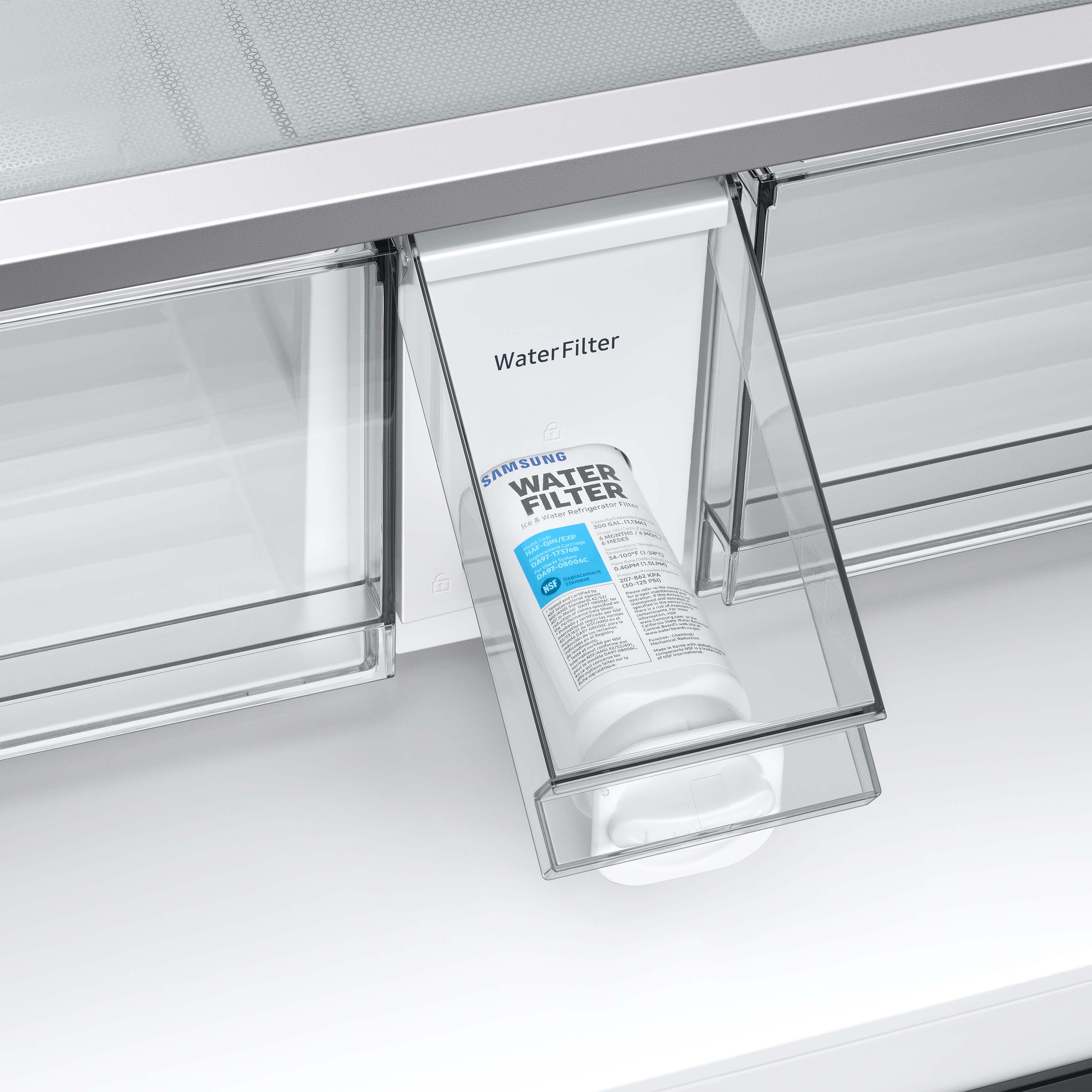 Refrigerador francés de puerta doble inteligente, con fabricador de hielo doble y dispensador de agua, resistente a las huellas dactilares, certificado ENERGY STAR - Samsung Bespoke Profundidad Estándar 28.8 pies cúbicos de capacidad con Puerta dentro de Puerta.