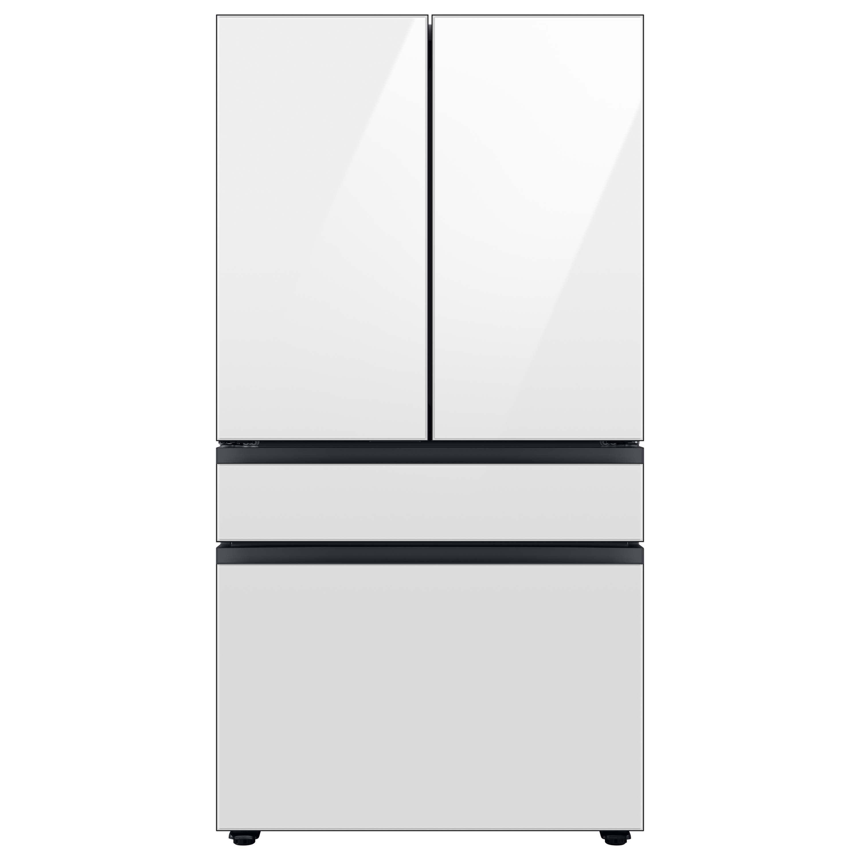 Refrigerador Francés Samsung Bespoke de 28.8 pies cúbicos de profundidad estándar con tecnología inteligente, doble fabricador de hielo, dispensador de agua y puerta adicional (vidrio blanco - todos los paneles) Certificado ENERGY STAR RF29BB860012