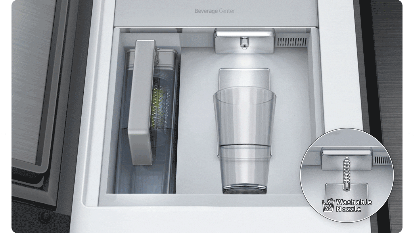 Refrigerador Francés de 4 puertas Samsung Bespoke de 28.8 pies cúbicos de profundidad estándar con doble fabricador de hielo, dispensador de agua y puerta dentro de puerta (Azul Mañanero con Paneles de Vidrio Blanco) Certificado ENERGY STAR RF29BB86004M