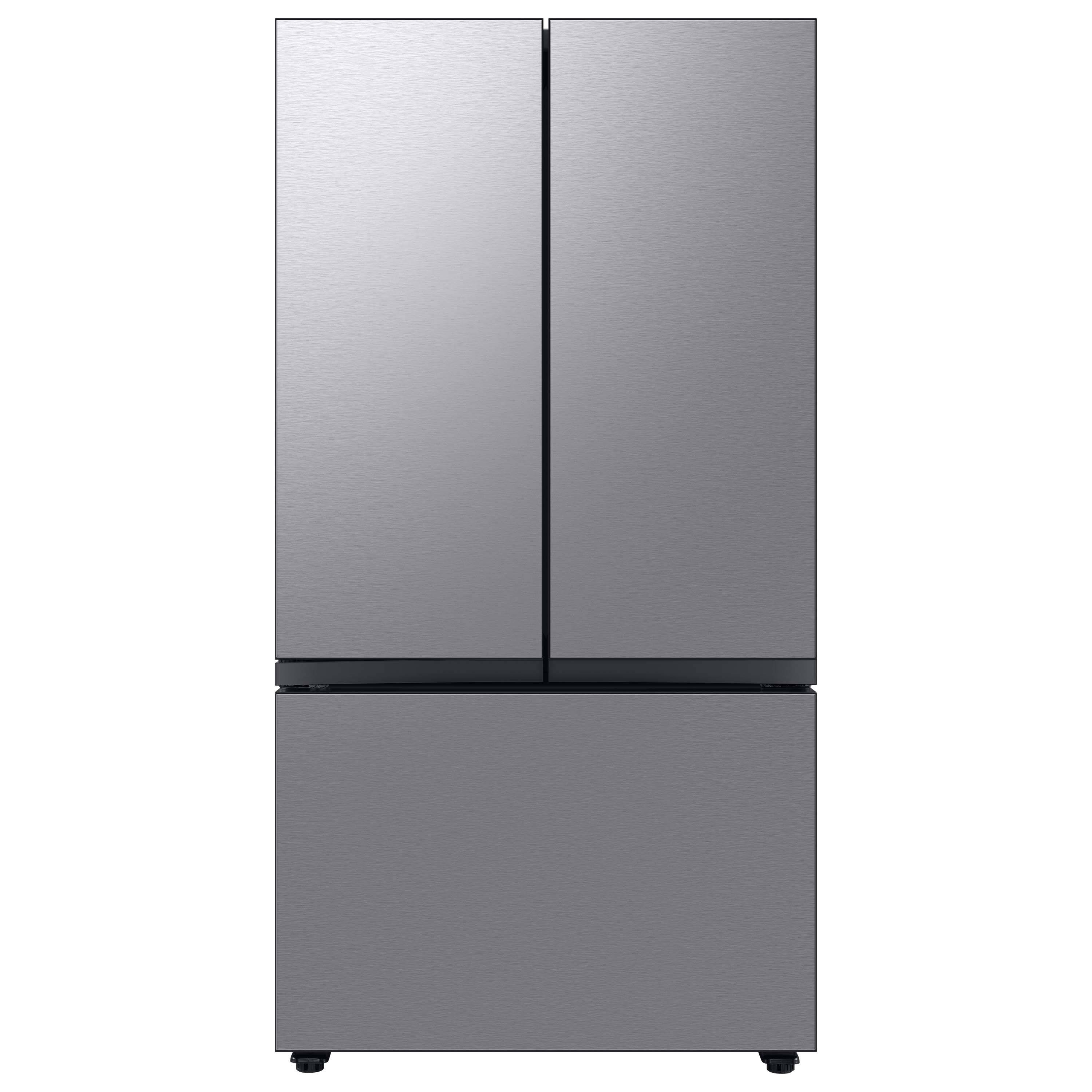 Refrigerador francés Samsung Bespoke de 30.1 pies cúbicos de profundidad estándar con 3 puertas inteligentes, fabricador doble de hielo con dispensador de agua y puerta dentro de puerta (paneles se venden por separado) certificado ENERGY STAR RF30BB6600AP