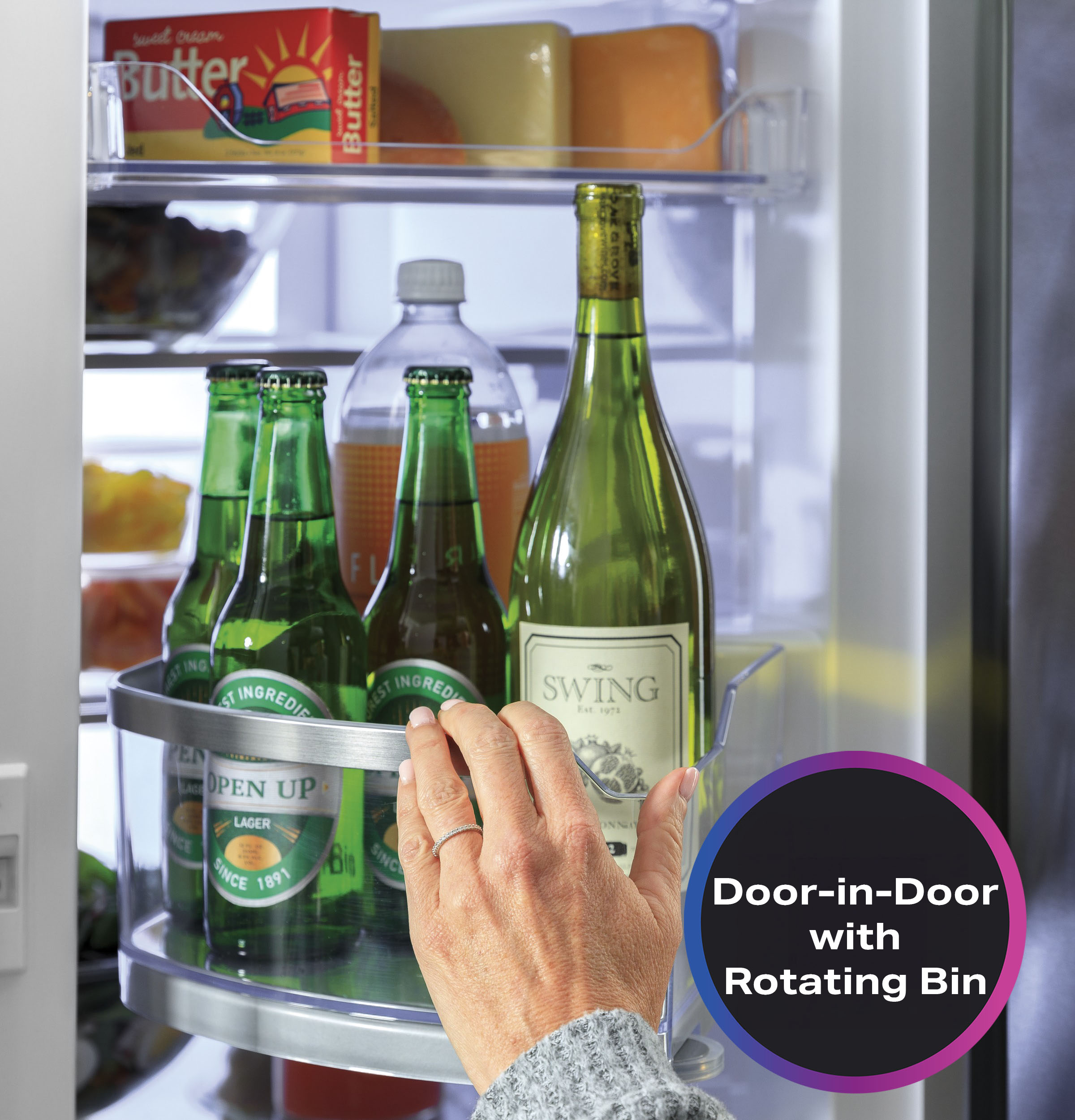 Refrigerador francés de puerta triple GE Profile de profundidad estándar de 27.9 pies cúbicos con fabricador de hielo, dispensador de agua y hielo y puerta dentro de puerta (acero inoxidable) Certificación ENERGY STAR.