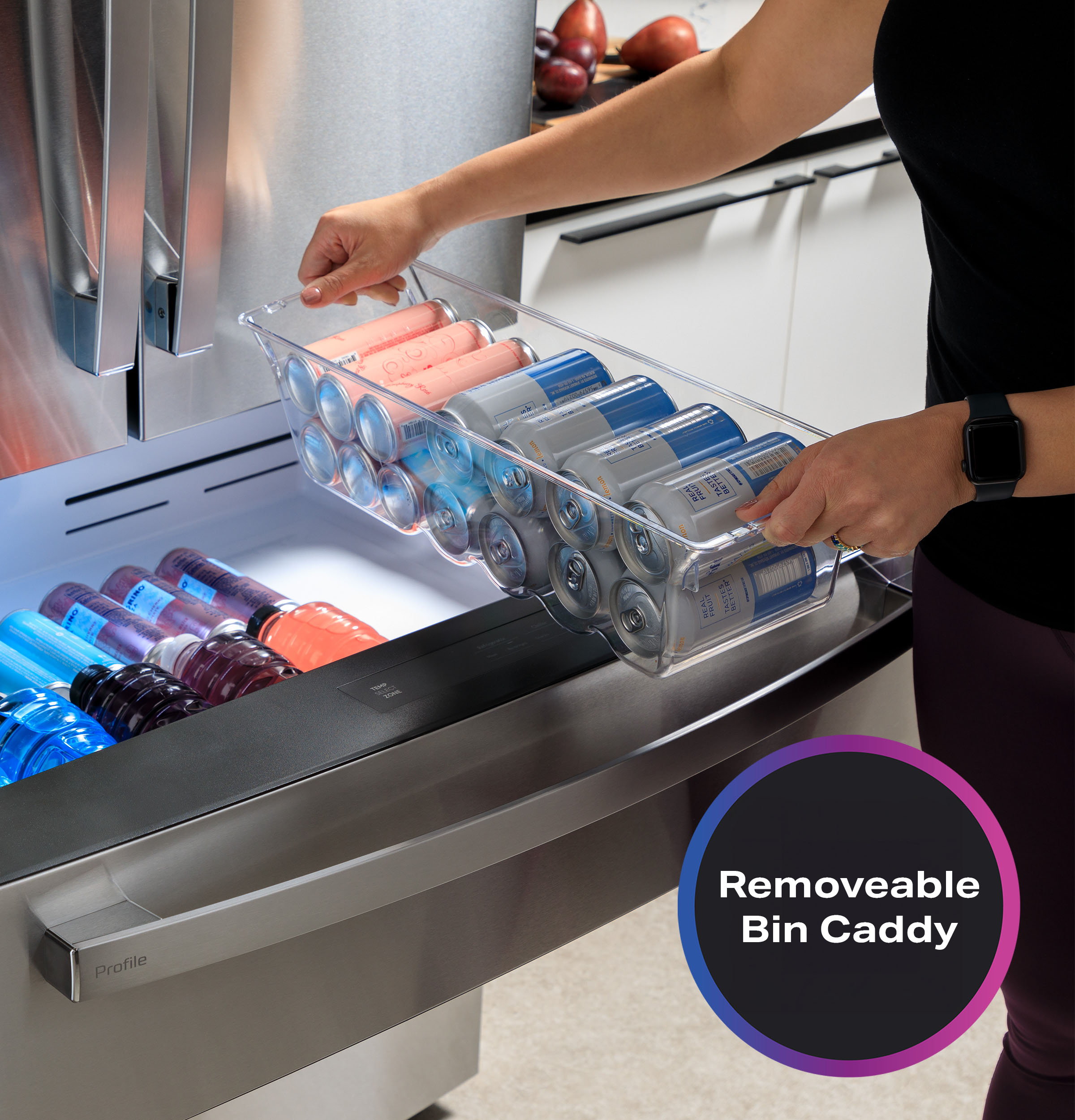 Refrigerador francés de puerta triple GE Profile de profundidad estándar de 27.9 pies cúbicos con fabricador de hielo, dispensador de agua y hielo y puerta dentro de puerta (acero inoxidable) Certificación ENERGY STAR.