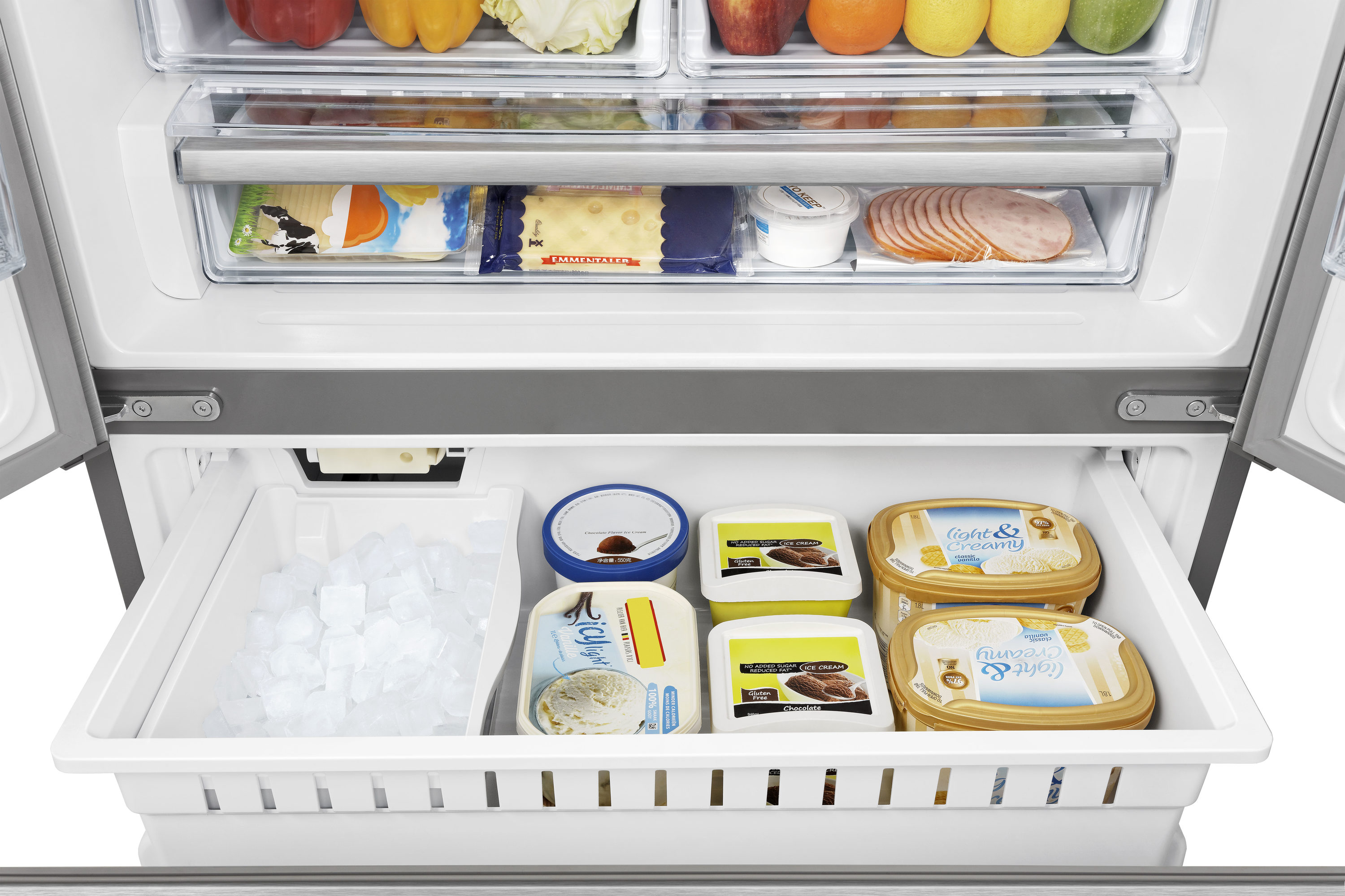 Refrigerador de Puerta Francesa Hisense de 21.2 pies cúbicos con profundidad de mostrador y dispensador de hielo y agua (Acero inoxidable resistente a huellas dactilares) Certificado ENERGY STAR HRF209N6CSE