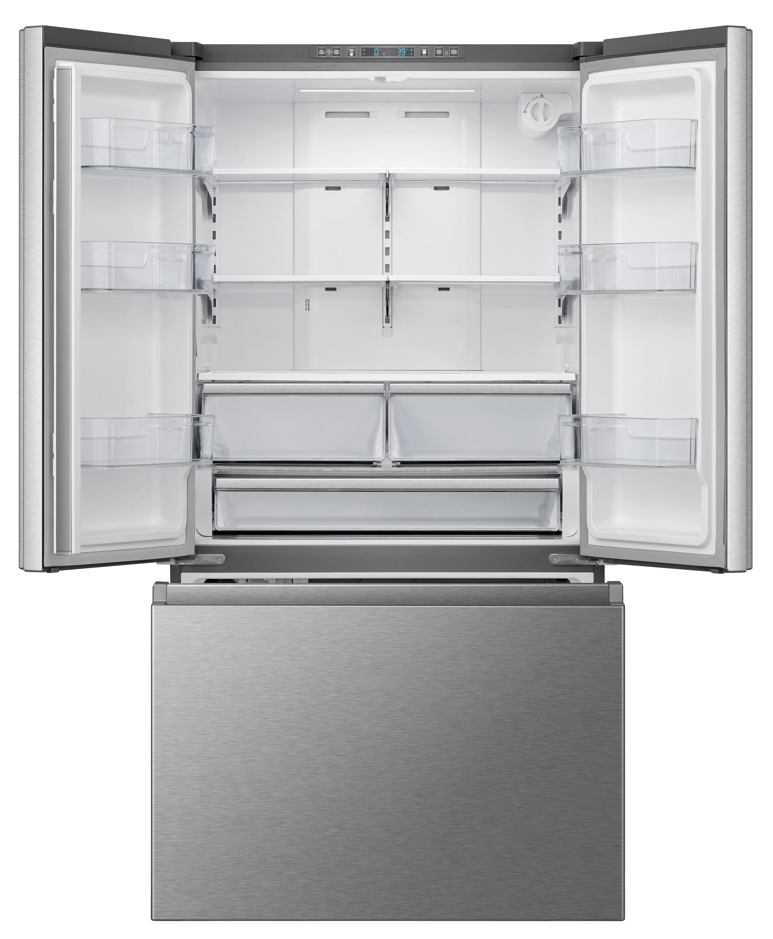 Refrigerador de Puerta Francesa Hisense de 21.2 pies cúbicos con profundidad de mostrador y dispensador de hielo y agua (Acero inoxidable resistente a huellas dactilares) Certificado ENERGY STAR HRF209N6CSE