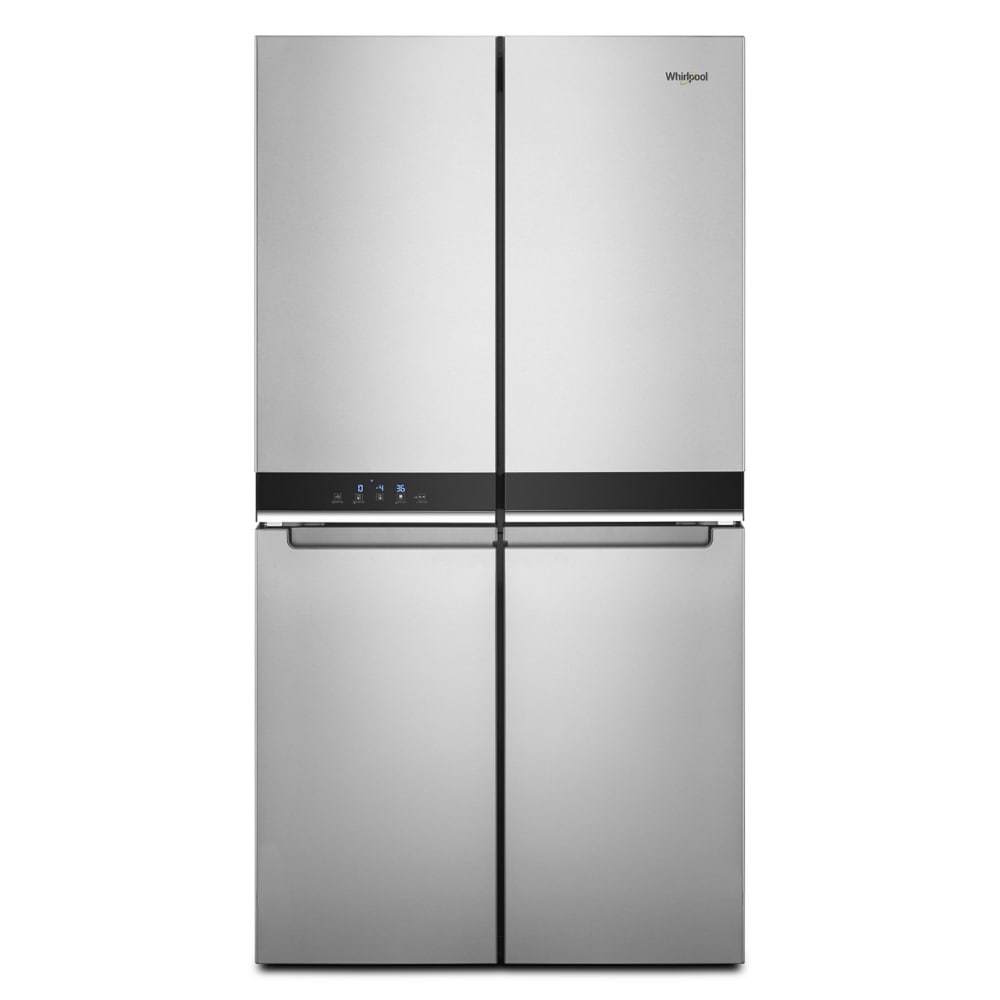 Refrigerador Whirlpool de Puerta Francesa con Hielera y Acabado de Acero Inoxidable Resistente a las Huellas Dactilares de 19.4 pies cúbicos de Profundidad de Mostrador, Certificado ENERGY STAR.