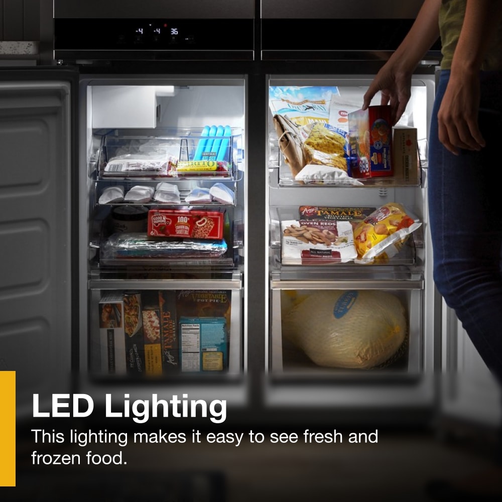 Refrigerador Whirlpool de Puerta Francesa con Hielera y Acabado de Acero Inoxidable Resistente a las Huellas Dactilares de 19.4 pies cúbicos de Profundidad de Mostrador, Certificado ENERGY STAR.