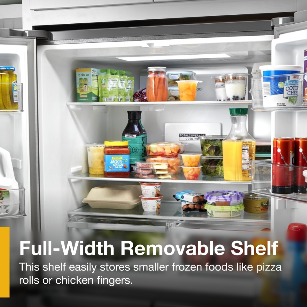 Refrigerador Whirlpool de Puerta Francesa con Hielera y Acabado de Acero Inoxidable Resistente a las Huellas Dactilares de 19.4 pies cúbicos de Profundidad de Mostrador, Certificado ENERGY STAR.