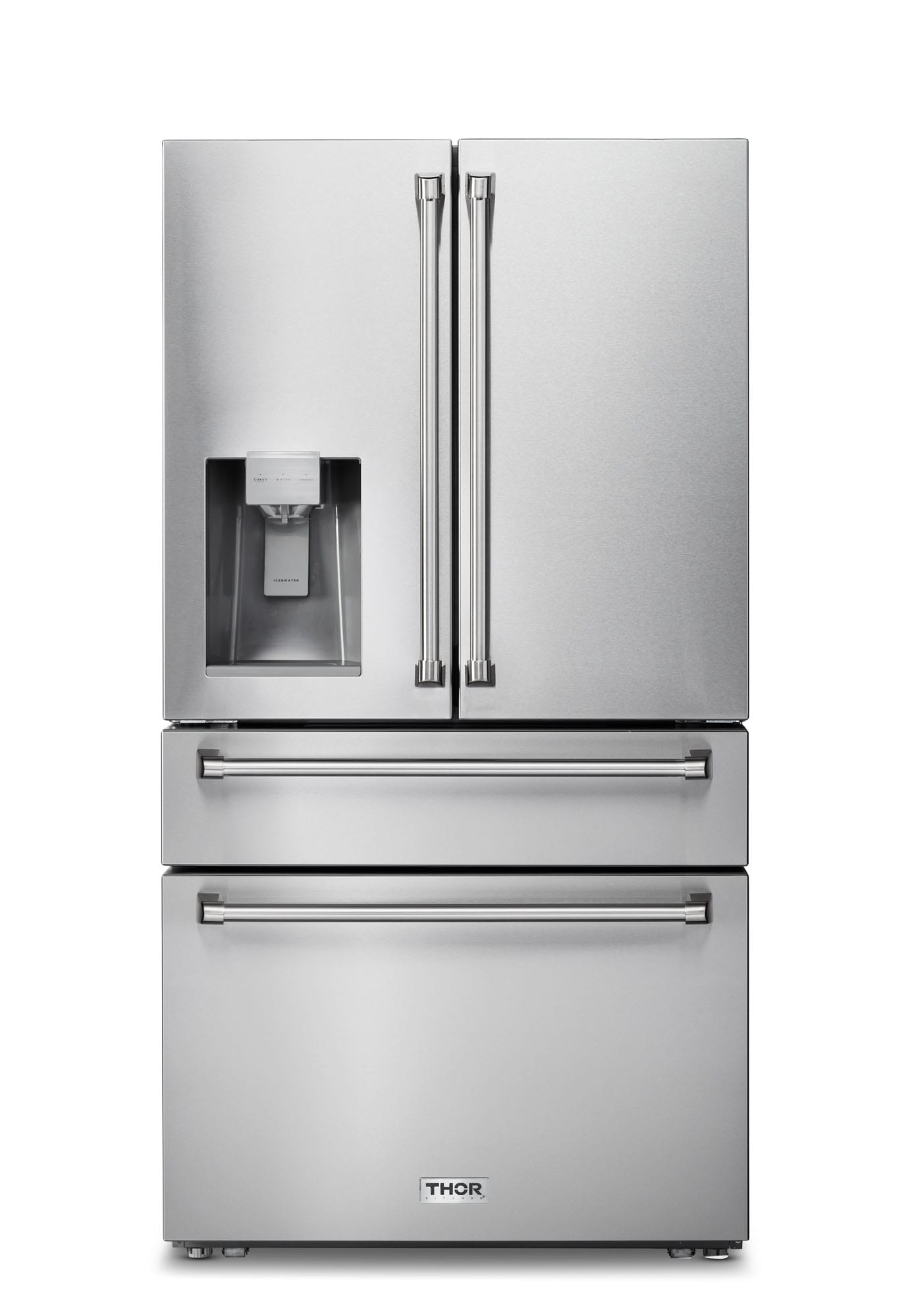 Refrigerador francés de 4 puertas de acero inoxidable de 22 pies cúbicos de profundidad de mostrador de thor kitchen con fabricante de hielo y dispensador de agua e hielo (Certificado ENERGY STAR) TRF3601FD.