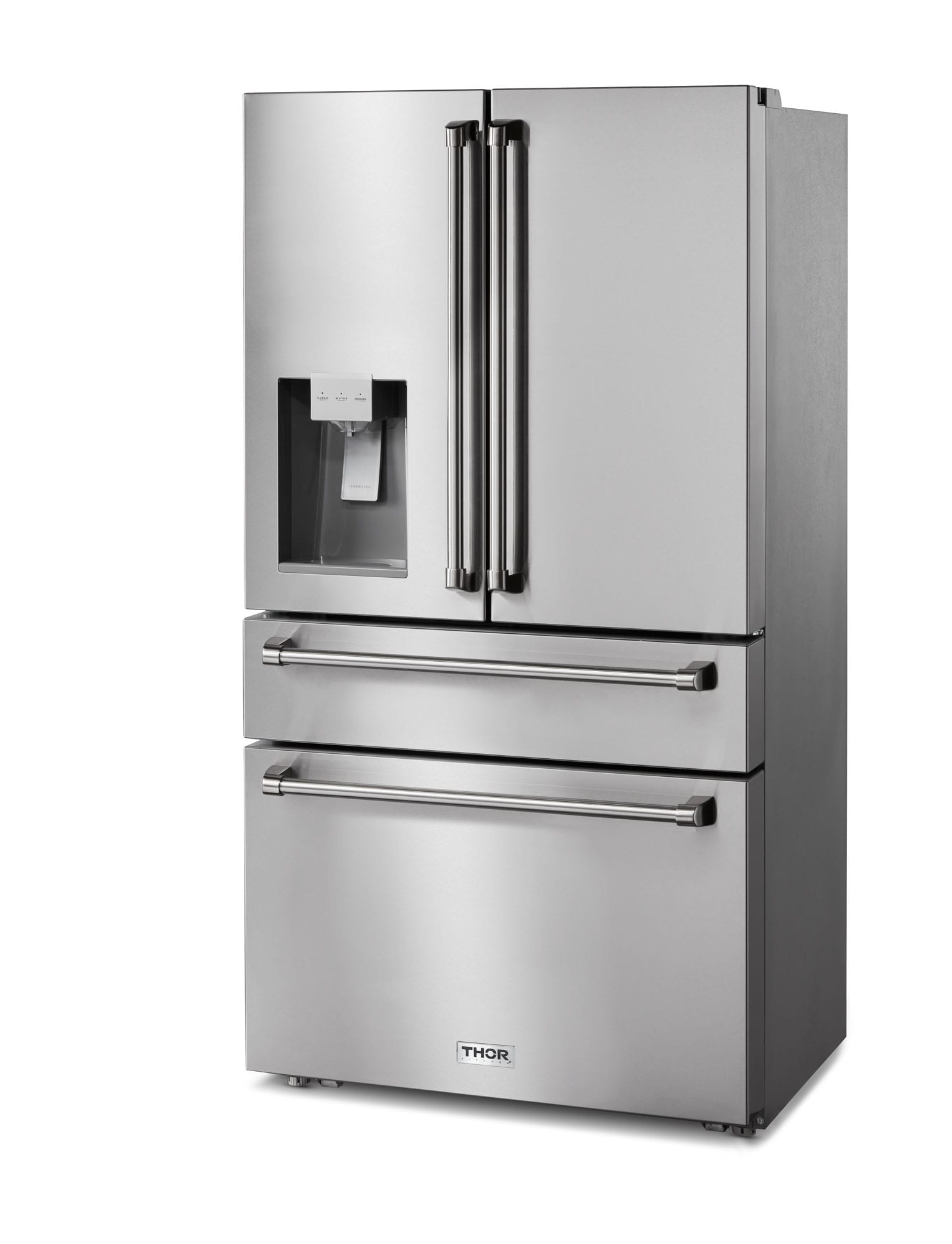 Refrigerador francés de 4 puertas de acero inoxidable de 22 pies cúbicos de profundidad de mostrador de thor kitchen con fabricante de hielo y dispensador de agua e hielo (Certificado ENERGY STAR) TRF3601FD.