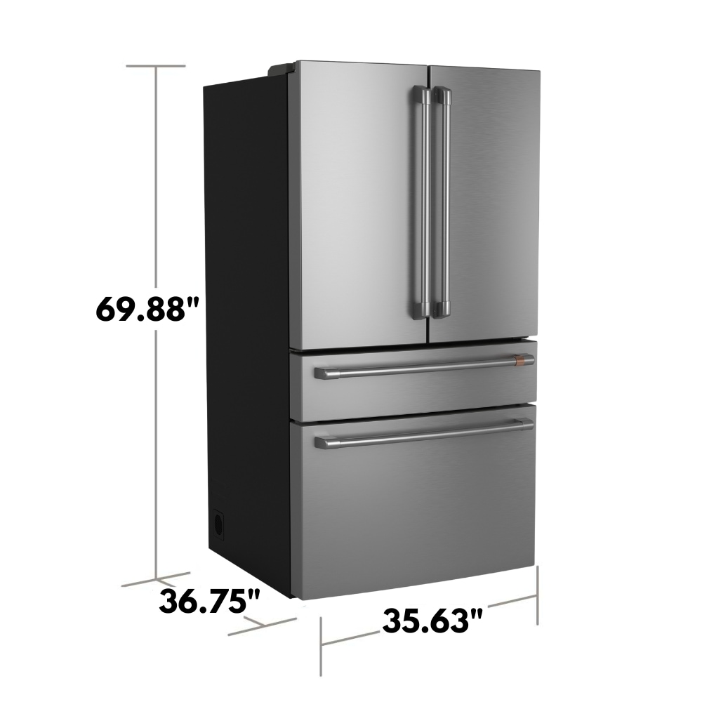 Refrigerador Francés de 4 Puertas Compatible con Tecnología Inteligente, Hielera y Dispensador de Agua (Acero Inoxidable) Certificado ENERGY STAR de 28.7 pies cúbicos de Profundidad Estándar de Café.