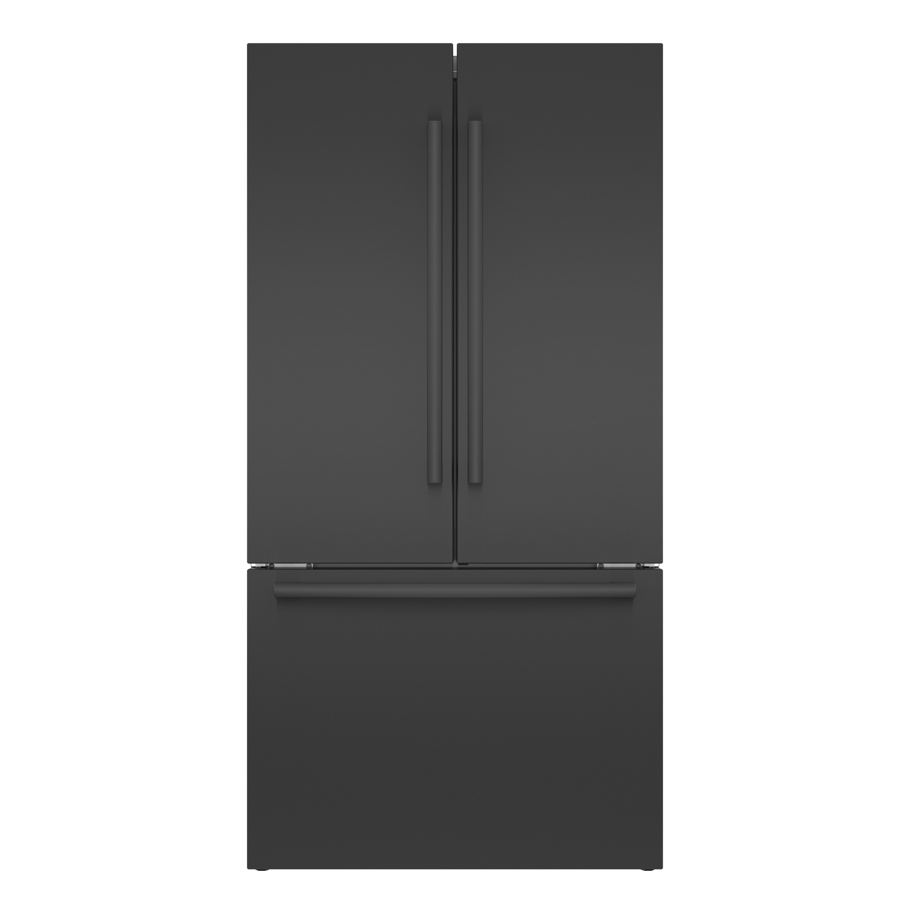 Refrigerador de puerta francesa de 3 puertas Bosch Serie 800 de 21 pies cúbicos de profundidad de mostrador con fabricador de hielo y dispensador de agua (Acero inoxidable negro) Certificado ENERGY STAR B36CT80SNB