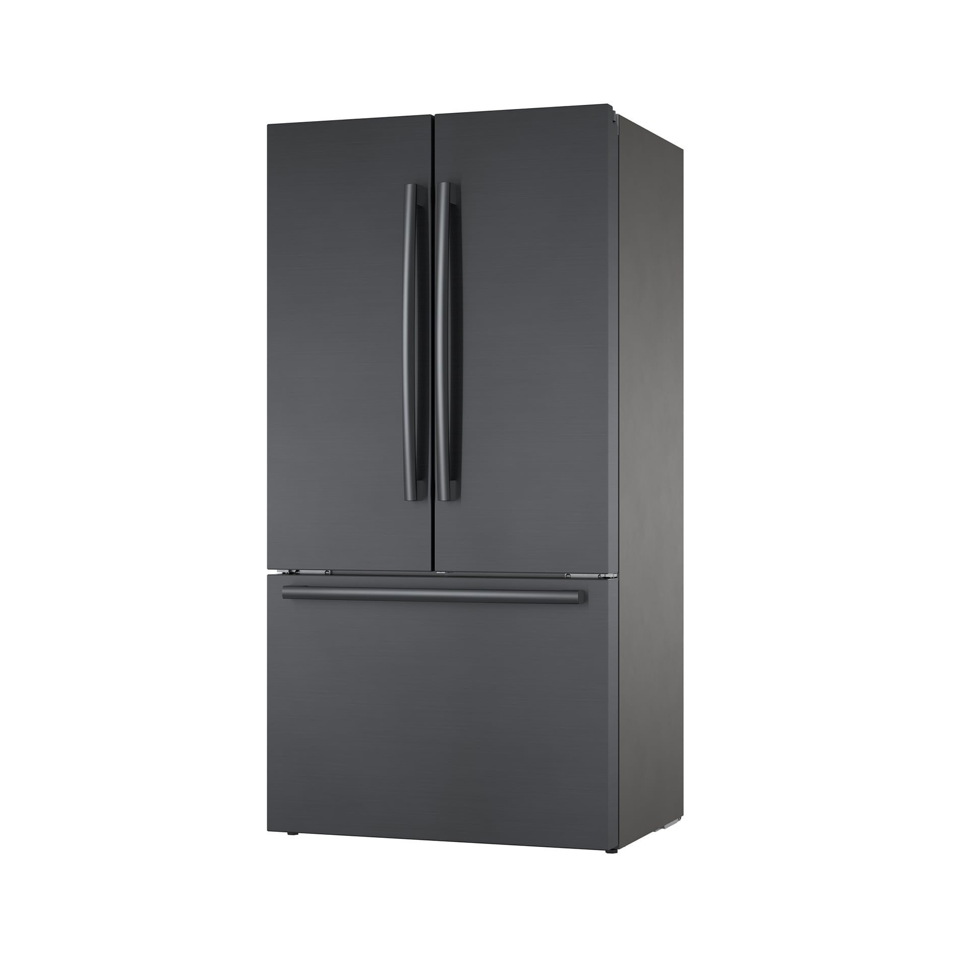 Refrigerador de puerta francesa de 3 puertas Bosch Serie 800 de 21 pies cúbicos de profundidad de mostrador con fabricador de hielo y dispensador de agua (Acero inoxidable negro) Certificado ENERGY STAR B36CT80SNB