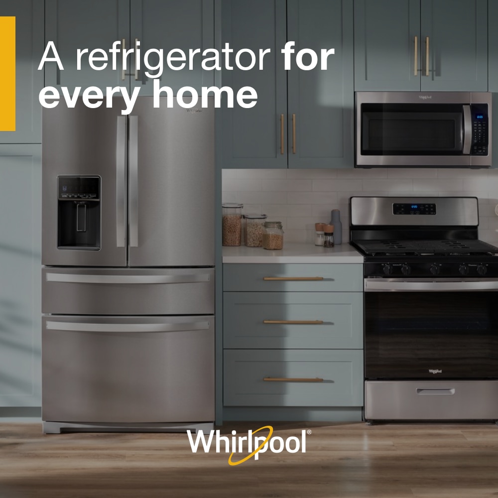 Refrigerador francés de 4 puertas de 26 pies cúbicos de profundidad estándar de Whirlpool con fábrica de hielo y dispensador de agua y hielo (Acero inoxidable resistente a las huellas dactilares) WRMF7736PZ
