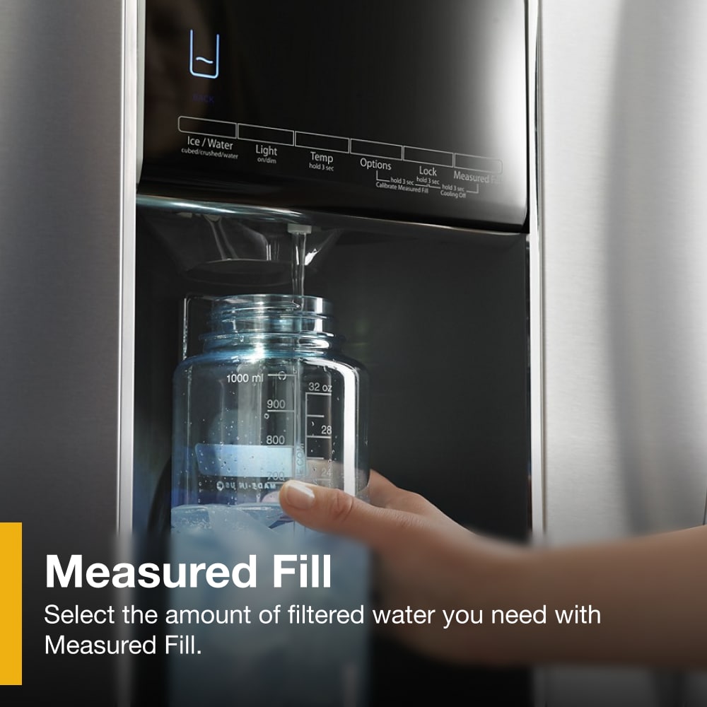 Refrigerador francés de 4 puertas de 26 pies cúbicos de profundidad estándar de Whirlpool con fábrica de hielo y dispensador de agua y hielo (Acero inoxidable resistente a las huellas dactilares) WRMF7736PZ