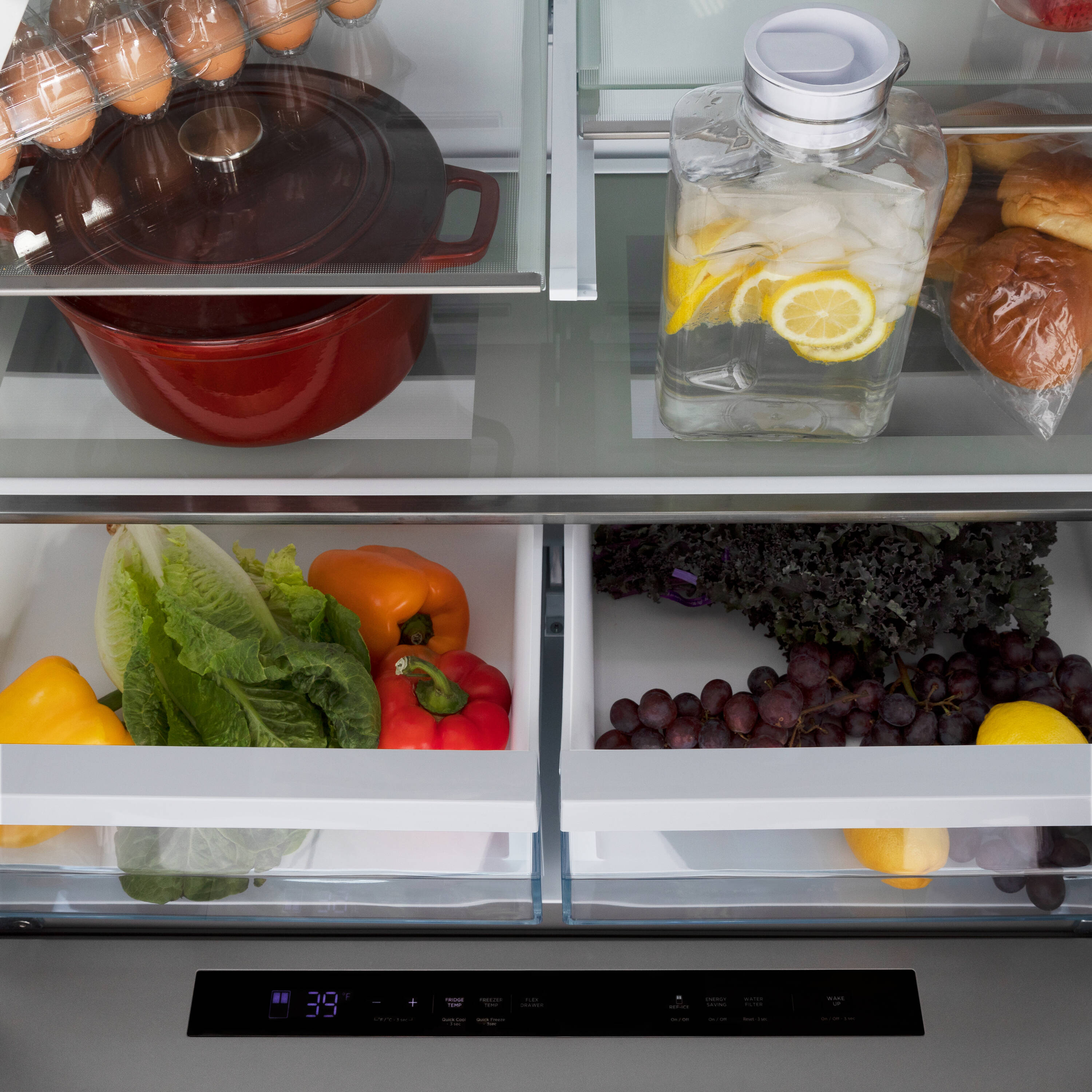 Refrigerador de Puerta Francesa de 4 Puertas ZLINE KITCHEN & BATH Counter-Depth Autograph Edition 21.6 pies cúbicos con Fabricador de Hielo y Dispensador de Agua ( Acabado en Acero Inoxidable Resistente a Huellas con Detalles en Bronce Champagne ) Certificado ENERGY STAR RFMZ-W-36-CB