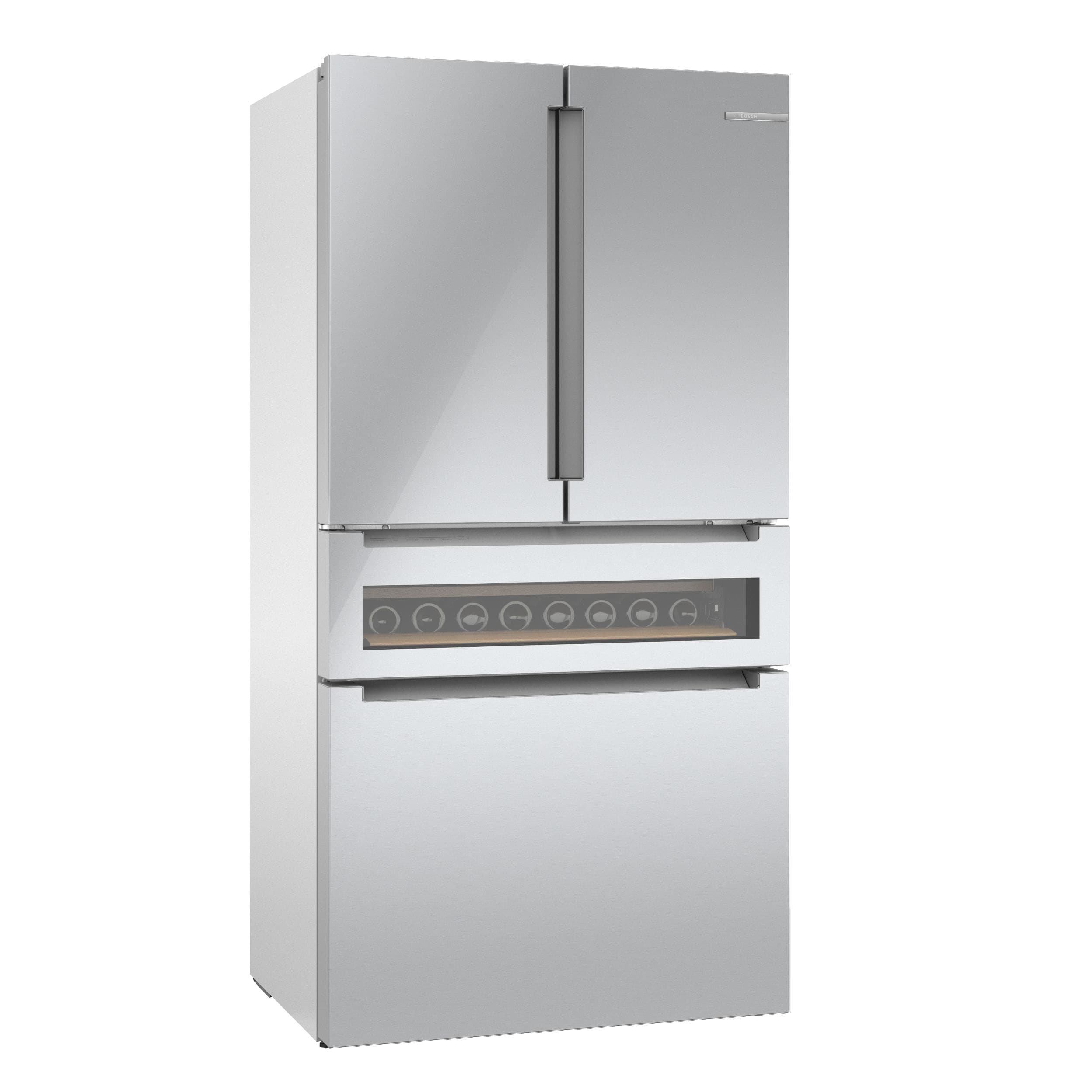 Refrigerador Bosch de Puerta Francesa de 4 Puertas de la Serie 800 de 21 pies cúbicos con Fabricador de Hielo (Acero Inoxidable) Certificado ENERGY STAR B36CL81ENG