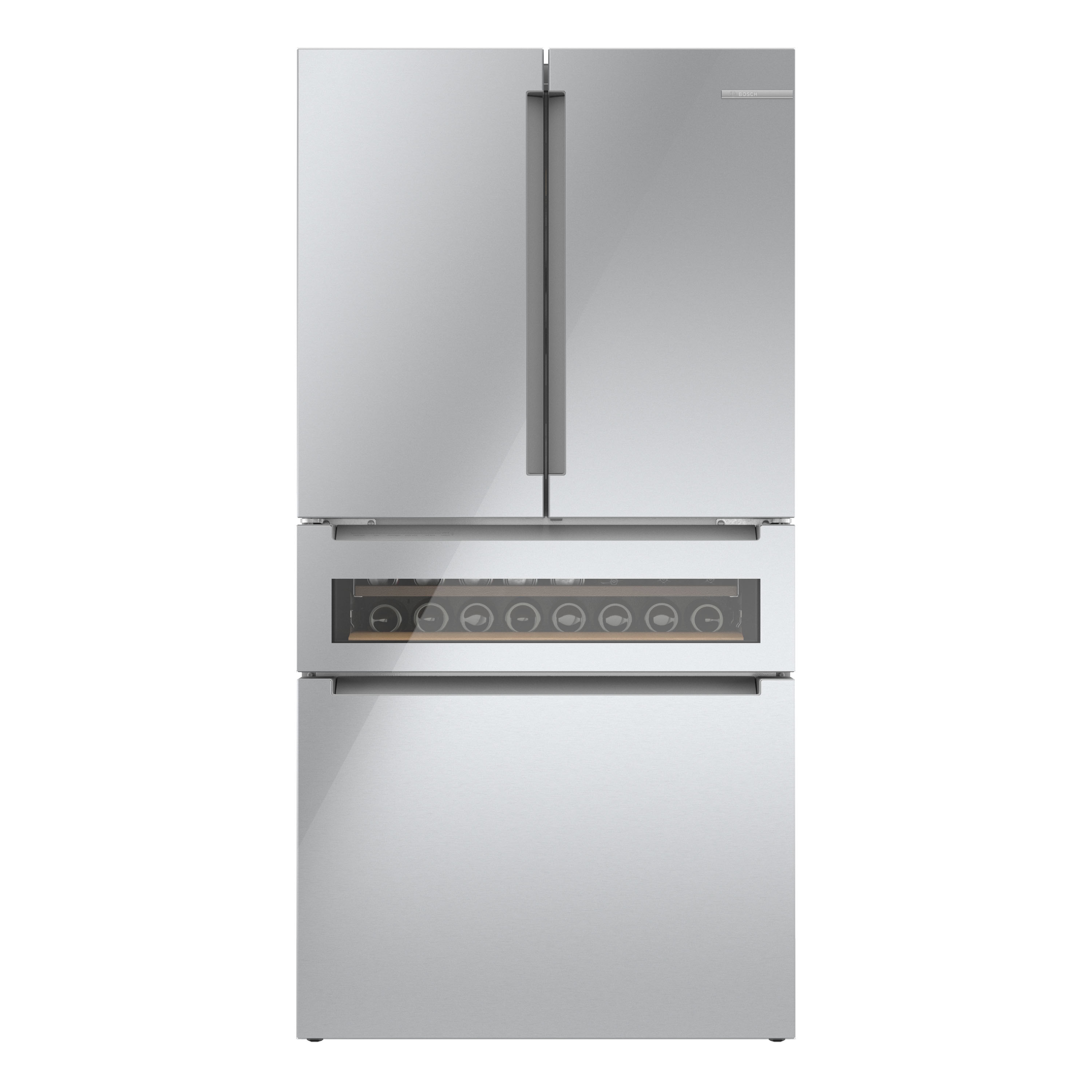 Refrigerador Bosch de Puerta Francesa de 4 Puertas de la Serie 800 de 21 pies cúbicos con Fabricador de Hielo (Acero Inoxidable) Certificado ENERGY STAR B36CL81ENG