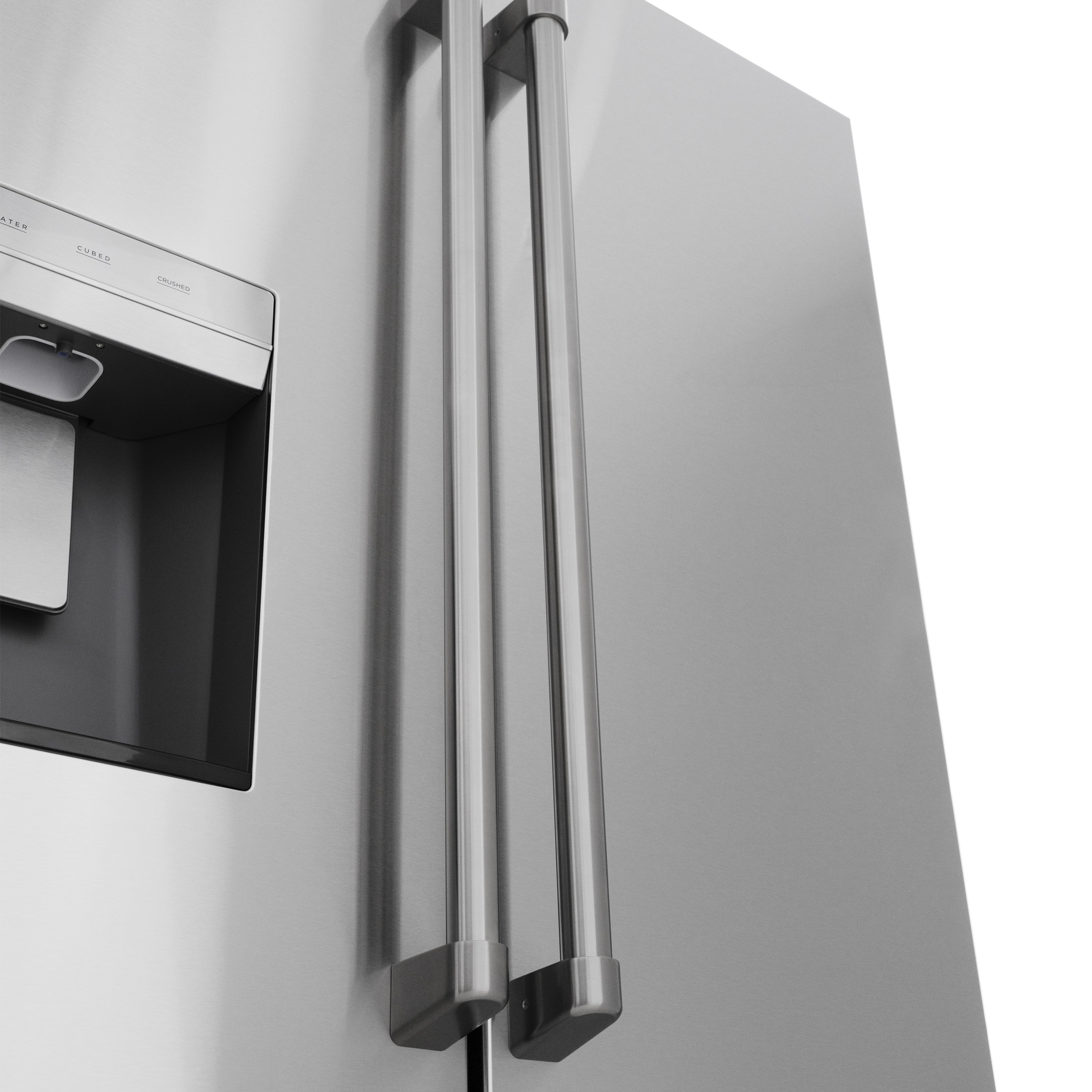 Refrigerador de puertas francesas de 3 puertas con doble fabricador de hielo y dispensador de agua y hielo (Acero inoxidable con mango de acero inoxidable) ENERGY STAR Certificado de ZLINE KITCHEN & BATH Profundidad estándar de 28.9 pies cúbicos RSM-W-36