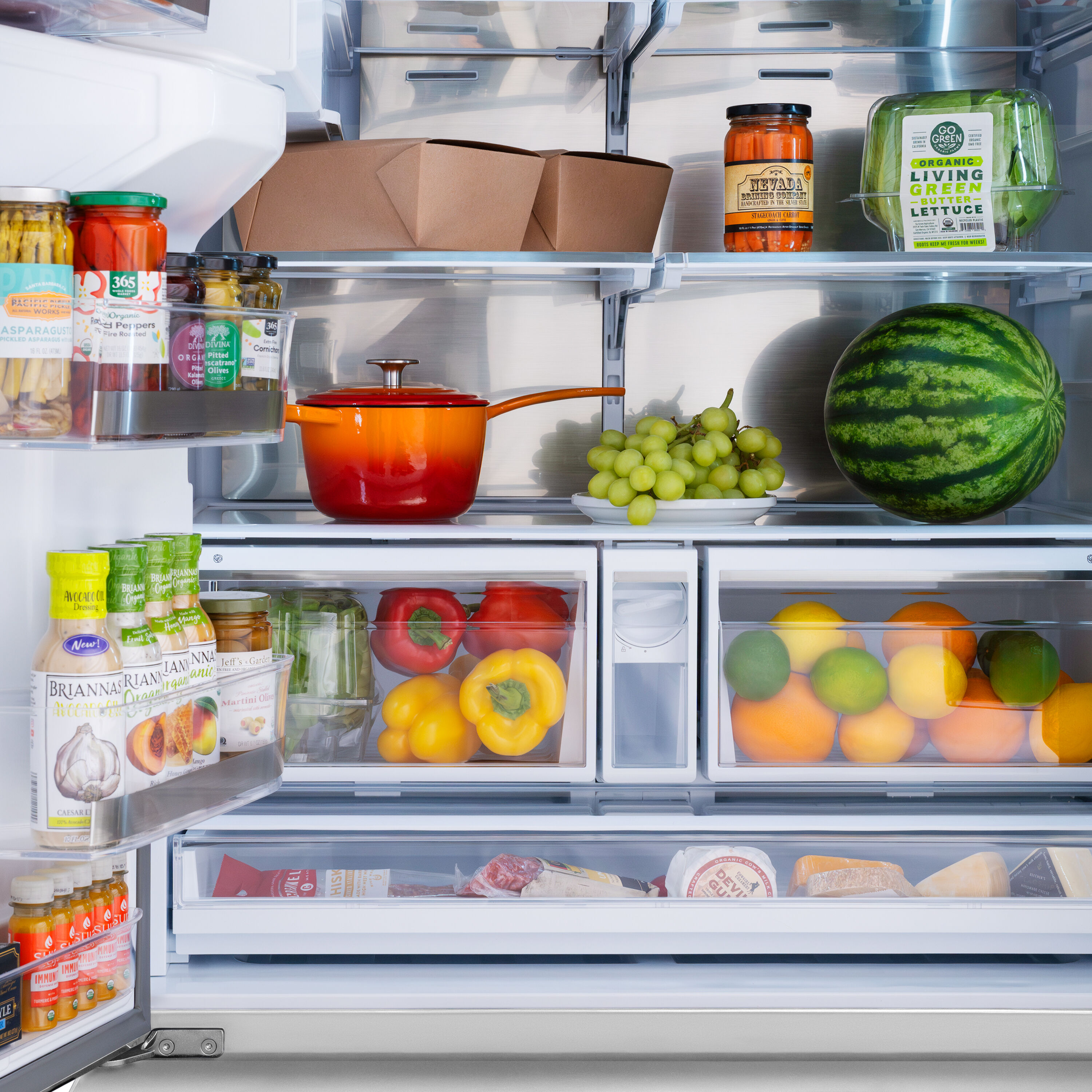 Refrigerador de puertas francesas de 3 puertas con doble fabricador de hielo y dispensador de agua y hielo (Acero inoxidable con mango de acero inoxidable) ENERGY STAR Certificado de ZLINE KITCHEN & BATH Profundidad estándar de 28.9 pies cúbicos RSM-W-36