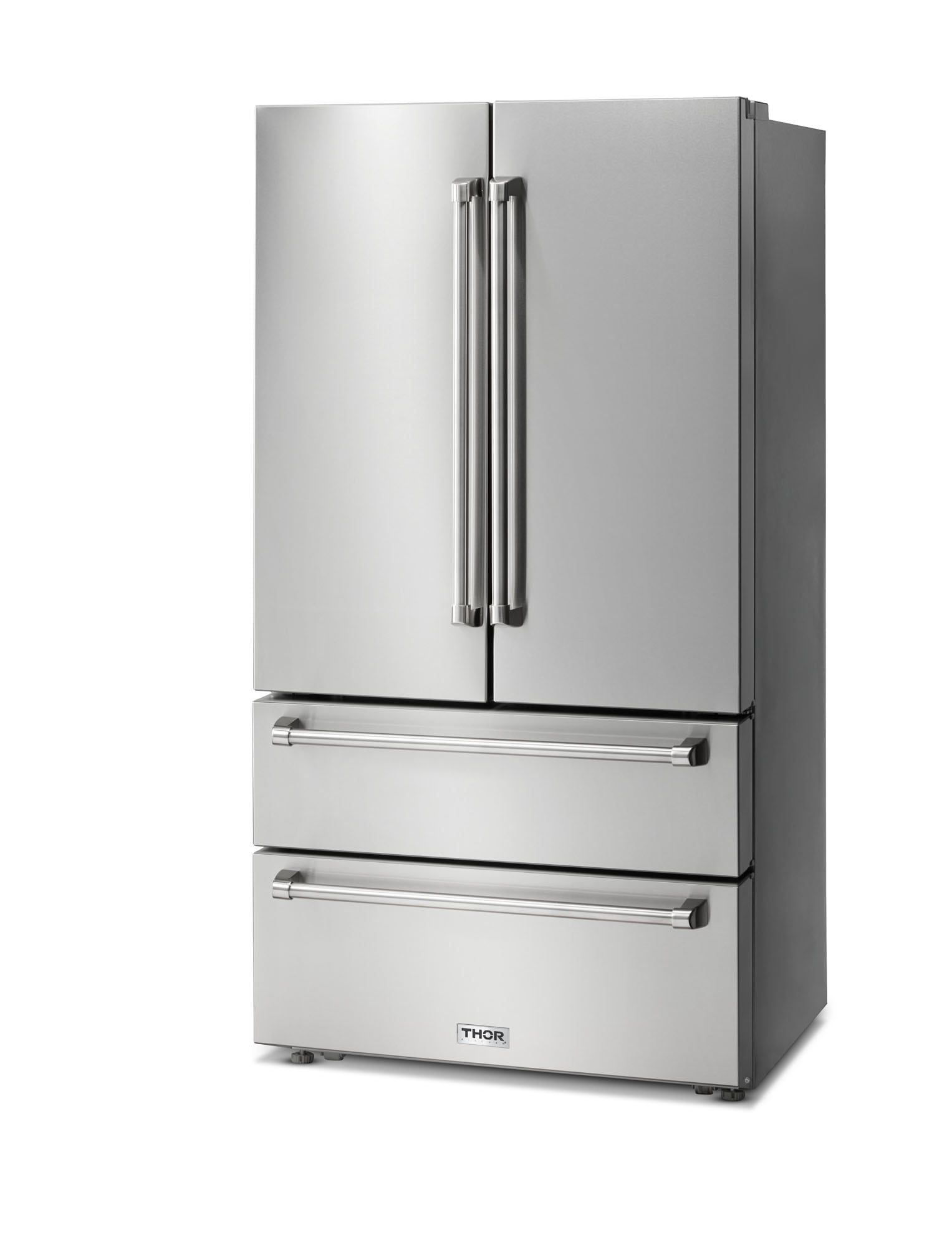 Refrigerador Francés de 4 puertas Thor Kitchen Counter-Depth de 22.5 pies cúbicos con dispensador de hielo (acero inoxidable) Certificado ENERGY STAR TRF3602