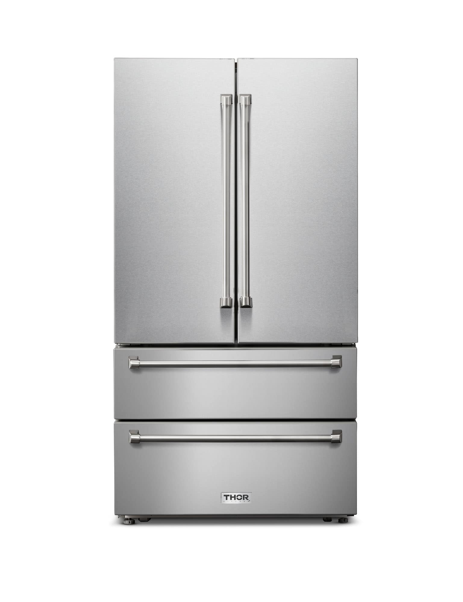 Refrigerador Francés de 4 puertas Thor Kitchen Counter-Depth de 22.5 pies cúbicos con dispensador de hielo (acero inoxidable) Certificado ENERGY STAR TRF3602
