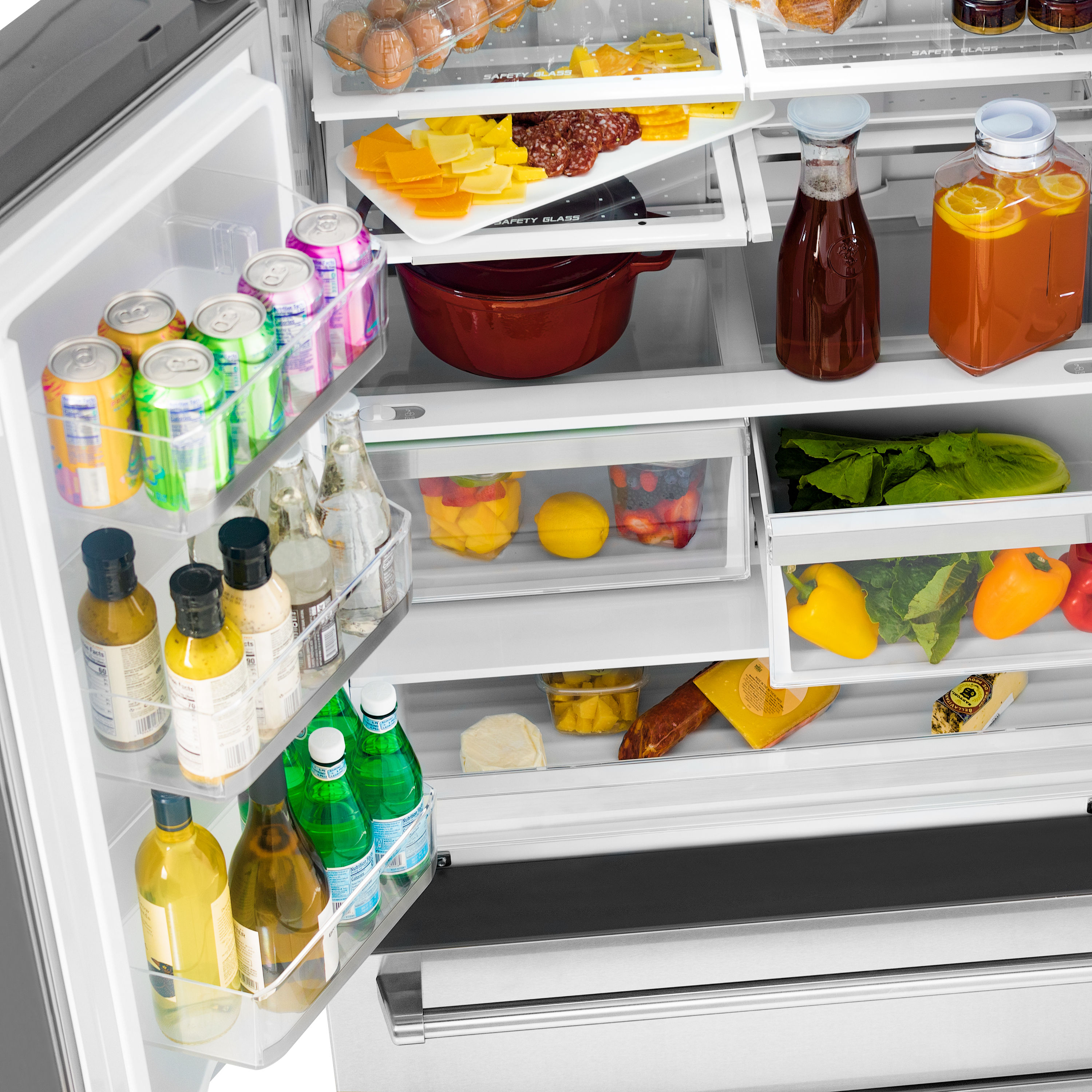 Refrigerador de Puertas Francesas de 4 Puertas de ZLINE KITCHEN & BATH de 22.5 pies cúbicos de Profundidad de Mostrador con Fabricador de Hielo (Acero Inoxidable Resistente a las Huellas Dactilares con Detalles Negros Mate) Certificado ENERGY STAR RFMZ-36-MB