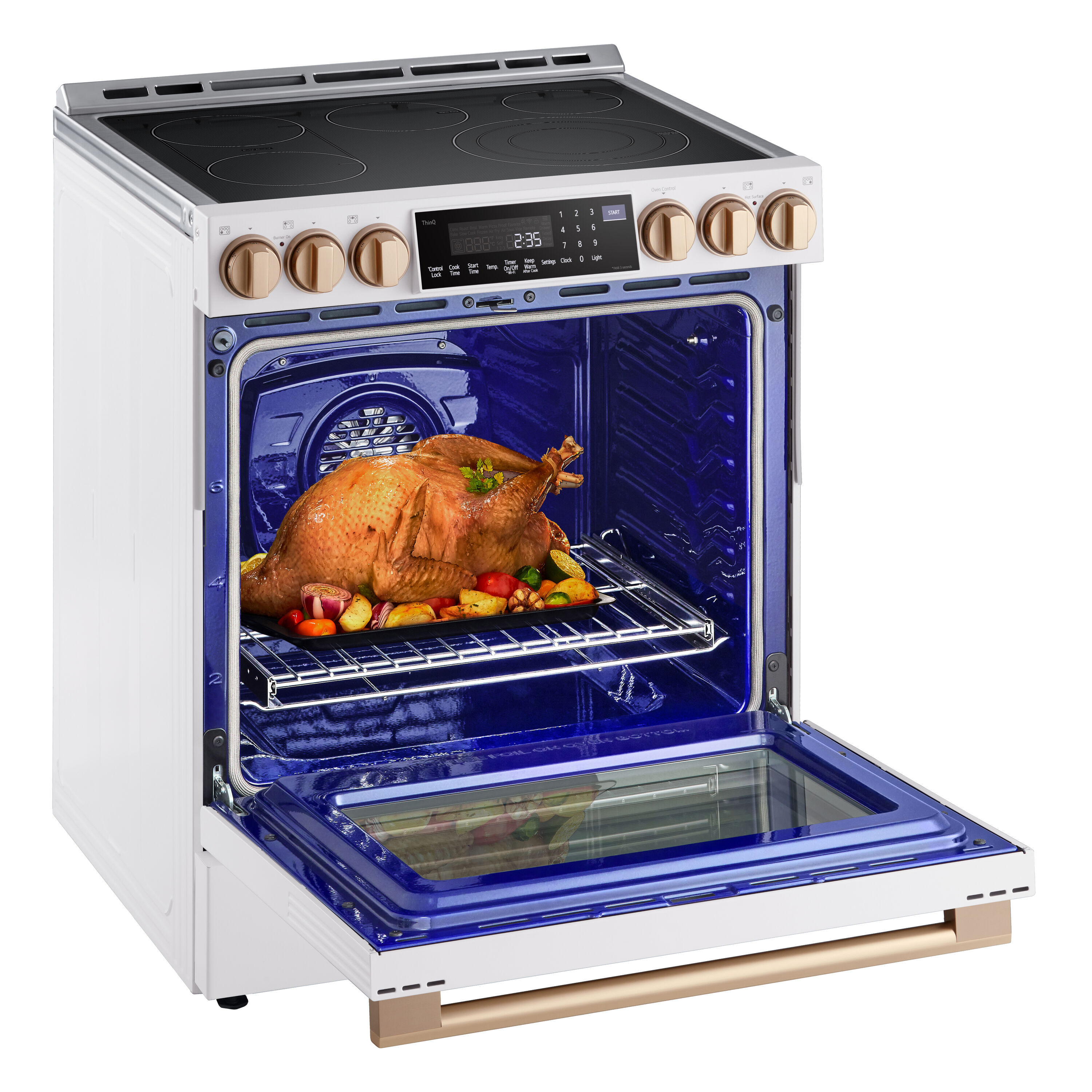 Refrigerador francés de puerta triple LG STUDIO de 26.5 pies cúbicos de profundidad de mostrador, con fabricador de hielo y dispensador de agua (blanco esencia) compatible con tecnología inteligente, certificado ENERGY STAR SRFB27W3