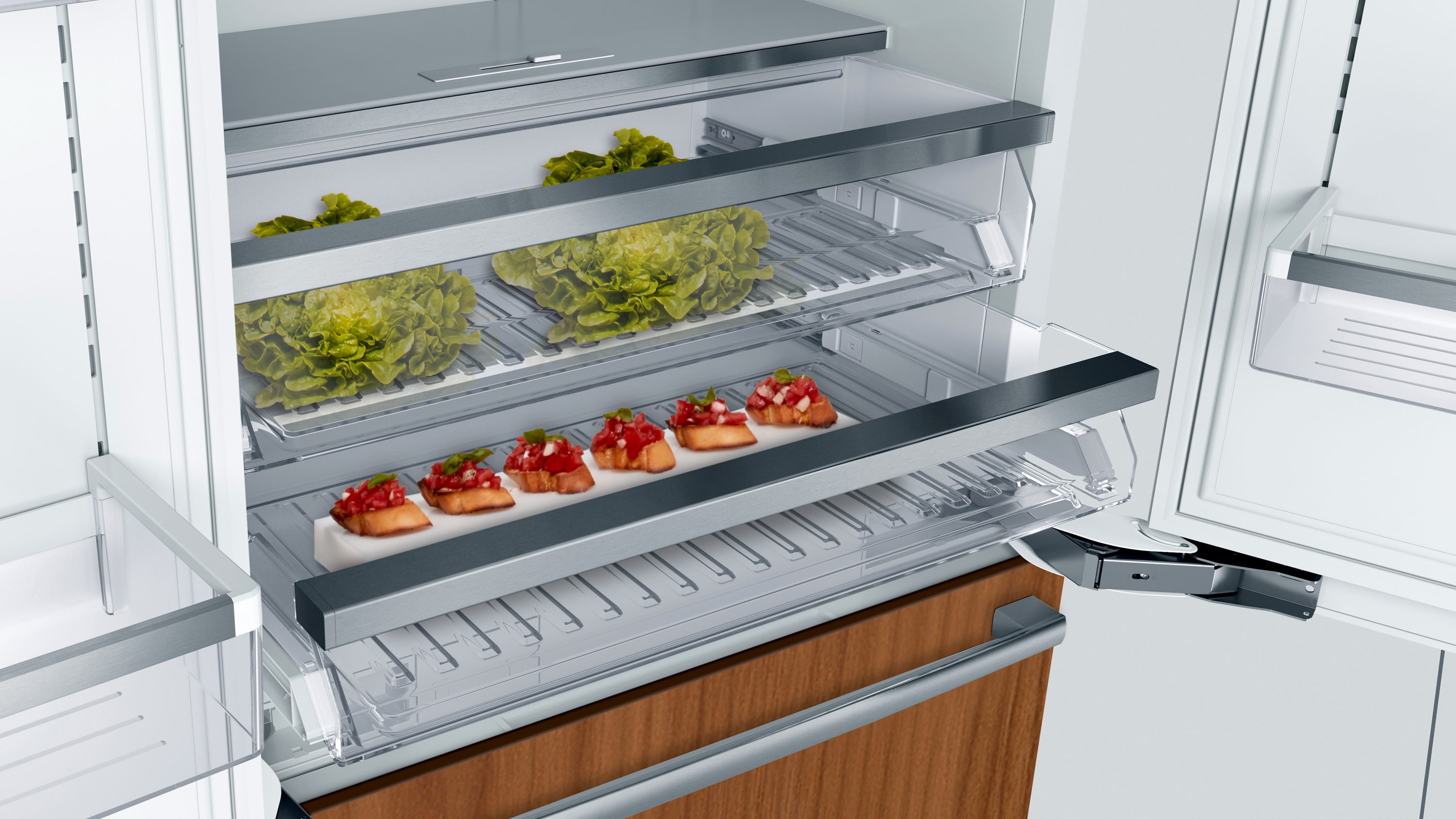 Refrigerador empotrado de puerta francesa de 19.4 pies cúbicos de la serie Bosch Counter-Depth Benchmark con fabricador de hielo (Multi) Certificado ENERGY STAR B36IT905NP