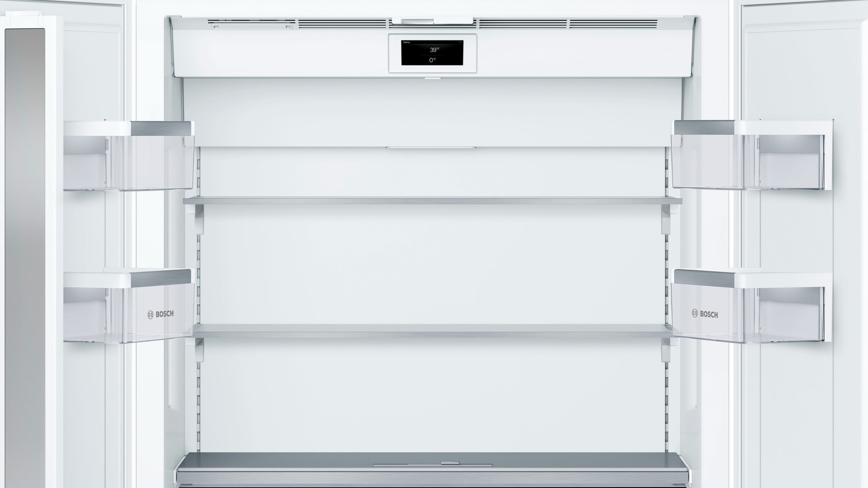 Refrigerador empotrado de puerta francesa de 19.4 pies cúbicos de la serie Bosch Counter-Depth Benchmark con fabricador de hielo (Multi) Certificado ENERGY STAR B36IT905NP