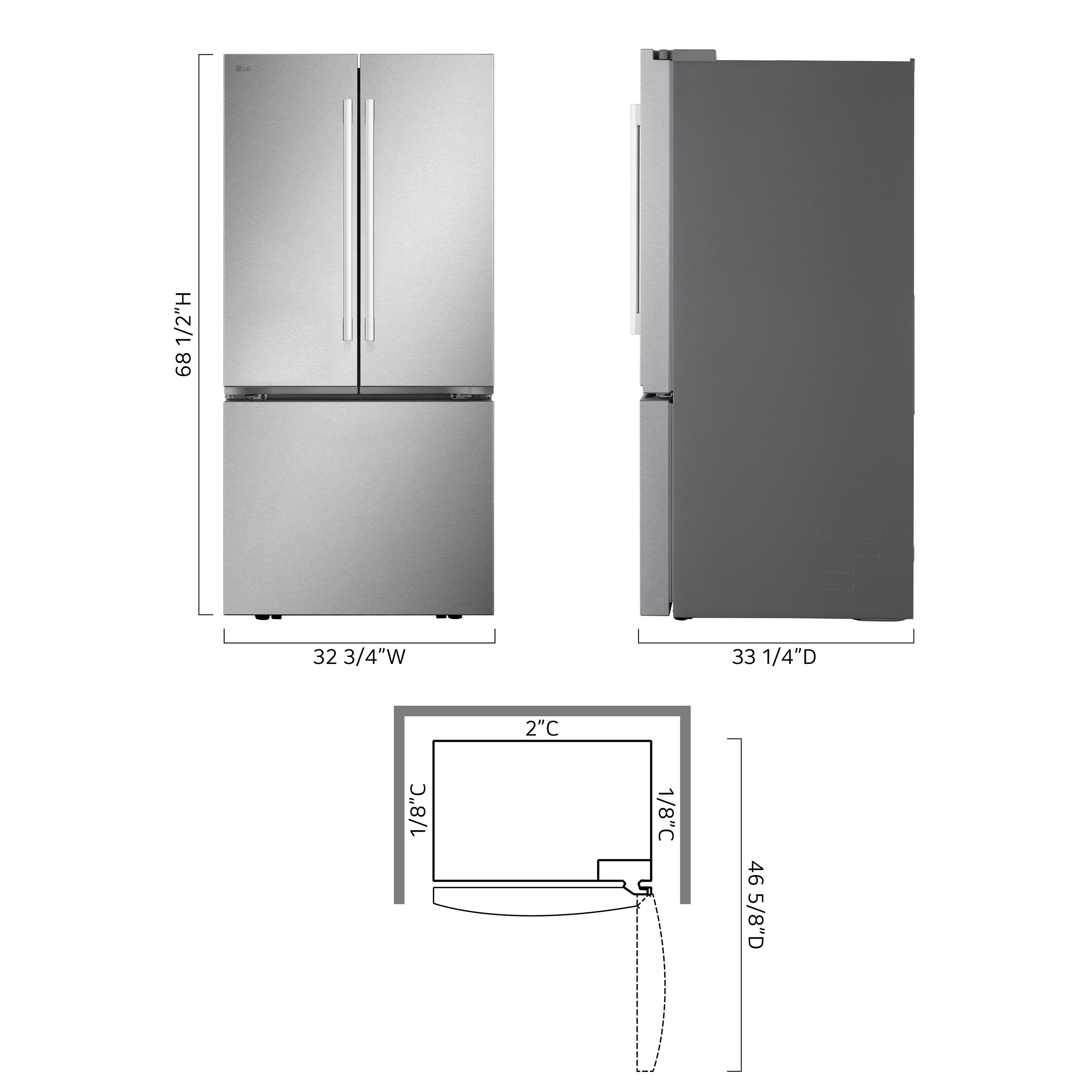 Refrigerador de Puertas Francesas LG con Hielera - 25.1 pies cúbicos, Profundidad Estándar, Compatible con Smart - Acero Inoxidable Resistente a las Manchas ( PrintProof ) Certificado ENERGY STAR LF25H6200S