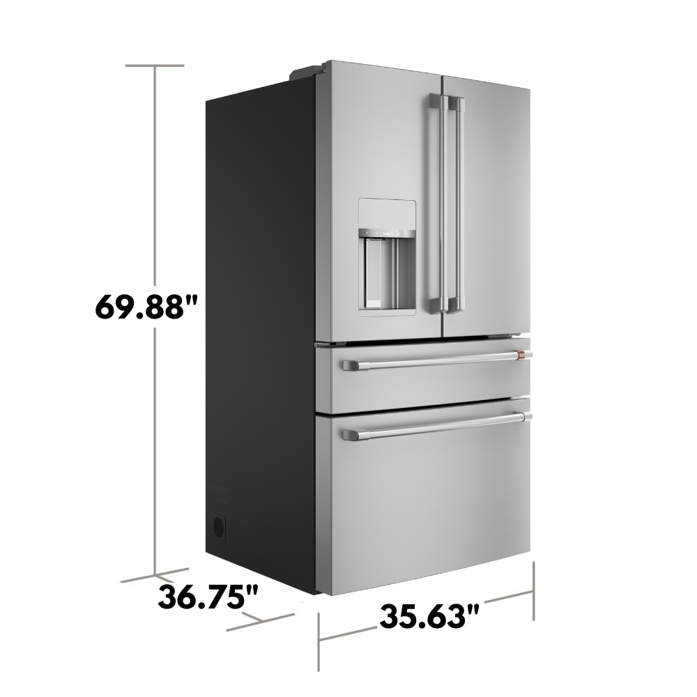 Refrigerador Francés de 4 Puertas de Profundidad Estándar de 27.8 pies cúbicos, Compatible con Smart, con Dispensador de Hielo y Agua ( Acero Inoxidable ) Certificado ENERGY STAR CVE28DP2NS1