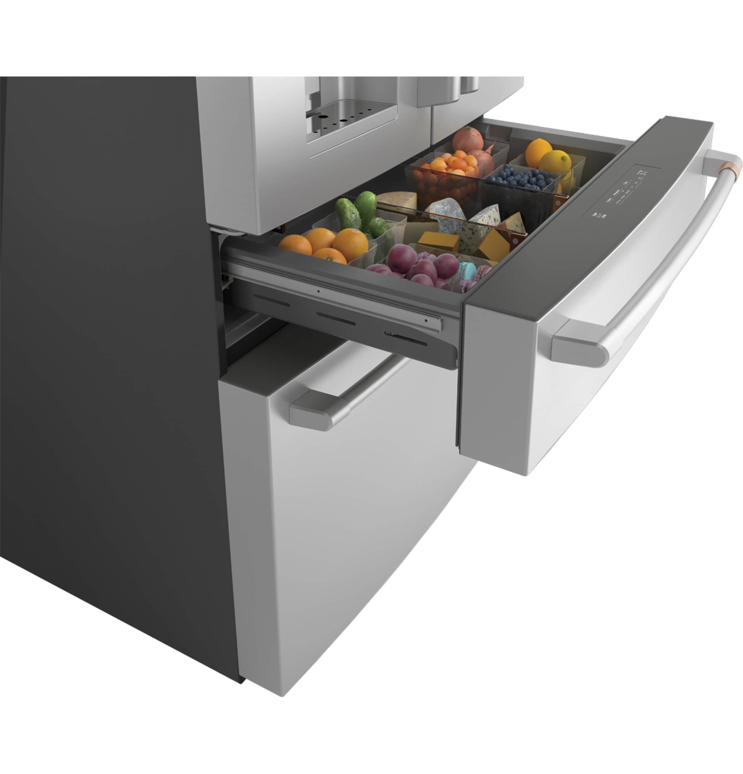 Refrigerador Francés de 4 Puertas de Profundidad Estándar de 27.8 pies cúbicos, Compatible con Smart, con Dispensador de Hielo y Agua ( Acero Inoxidable ) Certificado ENERGY STAR CVE28DP2NS1