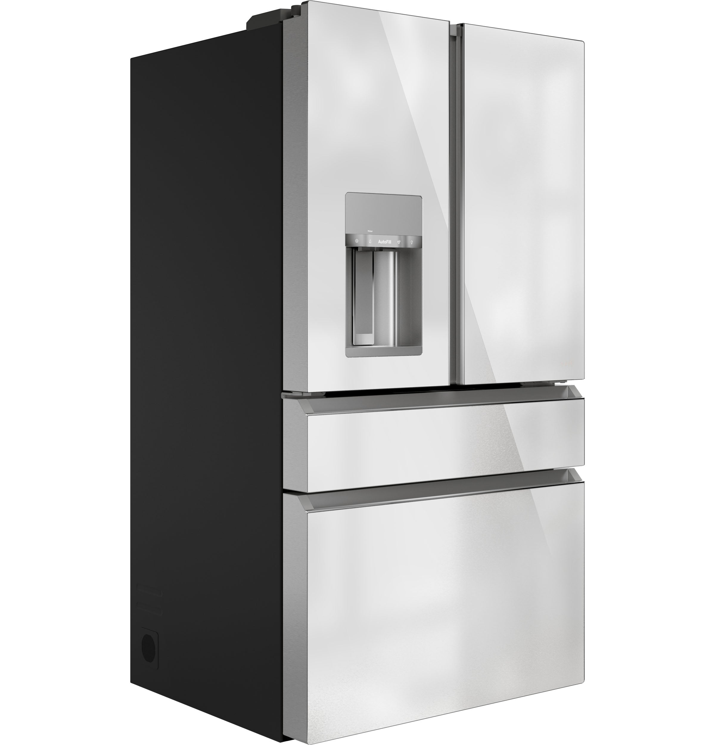 Refrigerador Francés de 4 puertas compatible con Smart, con dispensador de agua e hielo (vidrio platino) - Certificado ENERGY STAR de 27.8 pies cúbicos de profundidad estándar y moderno de vidrio.