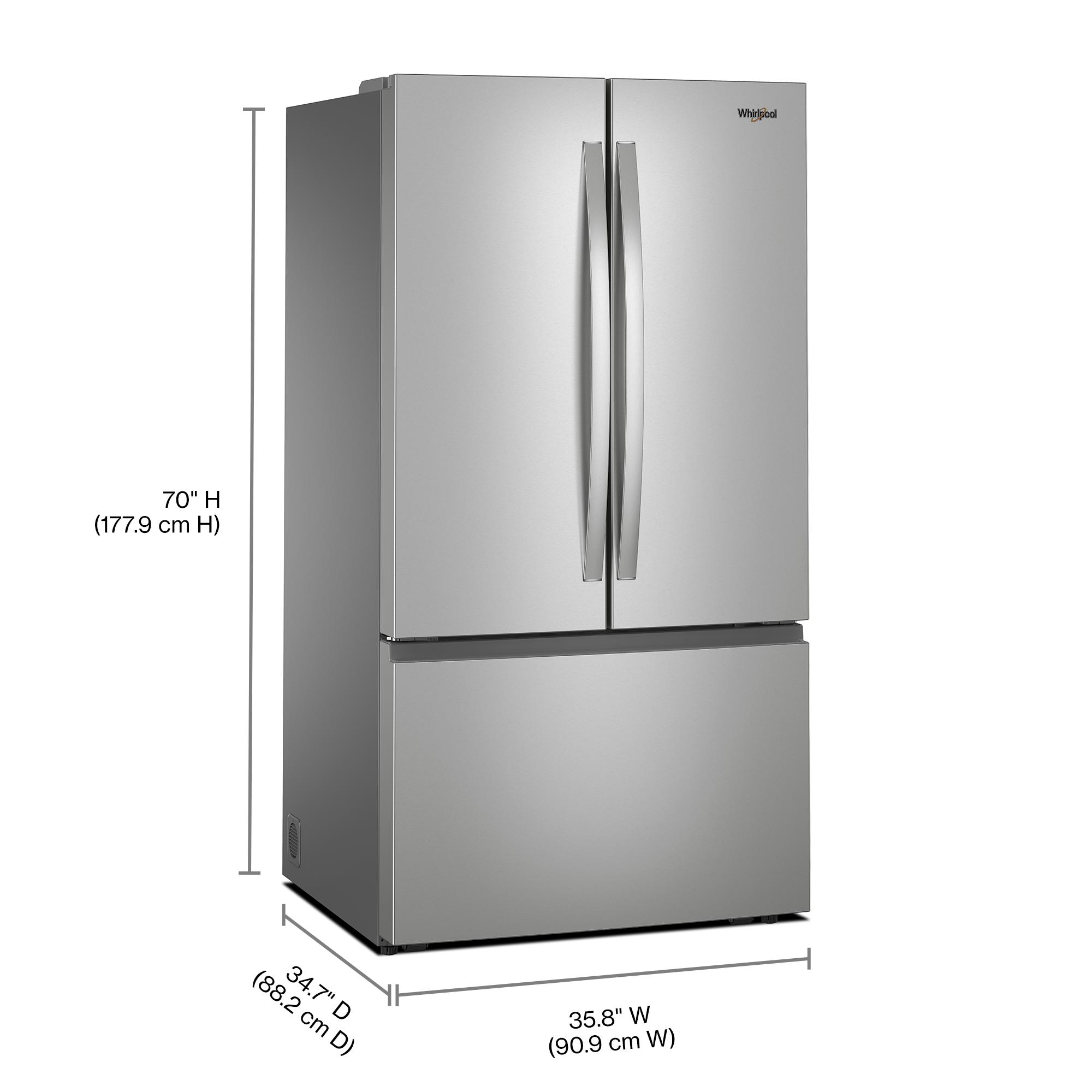 Refrigerador de Puertas Francesas Whirlpool de 30.53 pies cúbicos con Fabricador de Hielo (Acabado de Acero Inoxidable Resistente a Huellas Dactilares) CERTIFICADO ENERGY STAR WRFF3136SZ