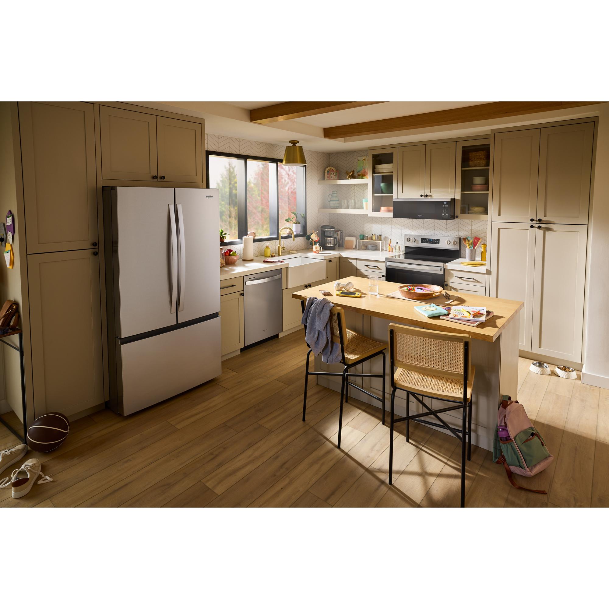 Refrigerador de Puertas Francesas Whirlpool de 30.53 pies cúbicos con Fabricador de Hielo (Acabado de Acero Inoxidable Resistente a Huellas Dactilares) CERTIFICADO ENERGY STAR WRFF3136SZ