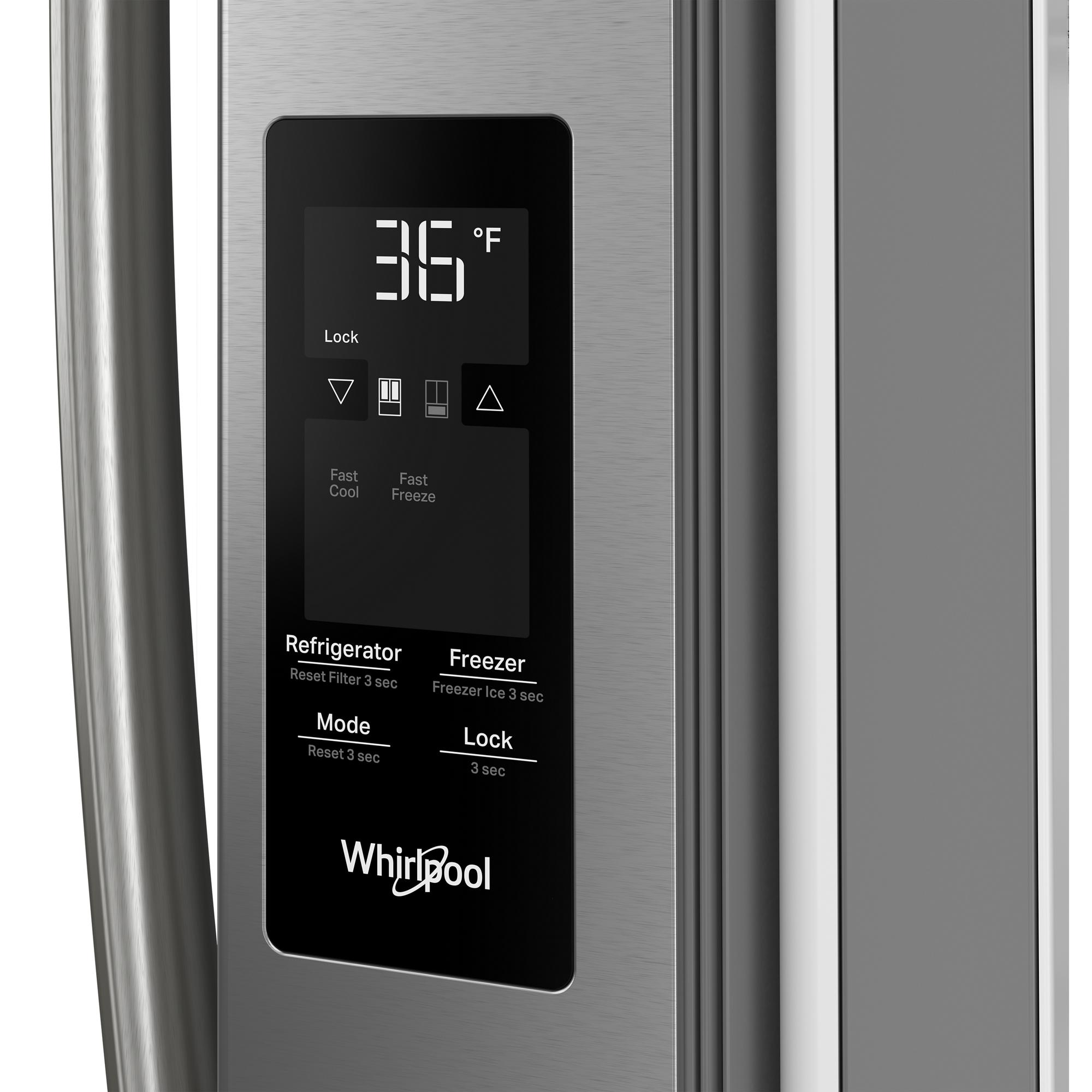 Refrigerador de Puertas Francesas Whirlpool de 30.53 pies cúbicos con Fabricador de Hielo (Acabado de Acero Inoxidable Resistente a Huellas Dactilares) CERTIFICADO ENERGY STAR WRFF3136SZ