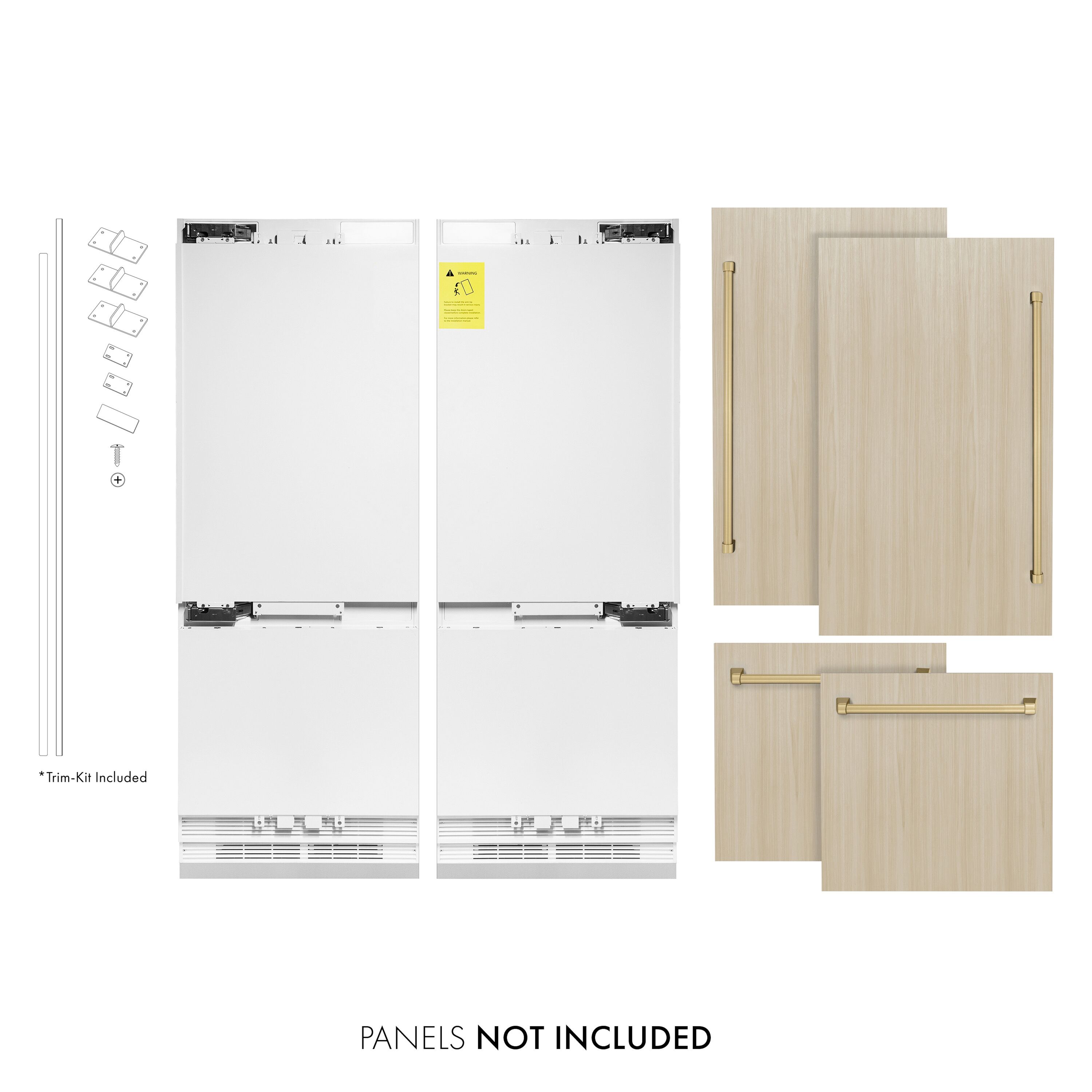 Refrigerador empotrado de puertas francesas con máquina de hielo y dispensador de agua y hielo, certificado ENERGY STAR, listo para panel. Profundidad de mostrador de 32.2 pies cúbicos de ZLINE KITCHEN & BATH.