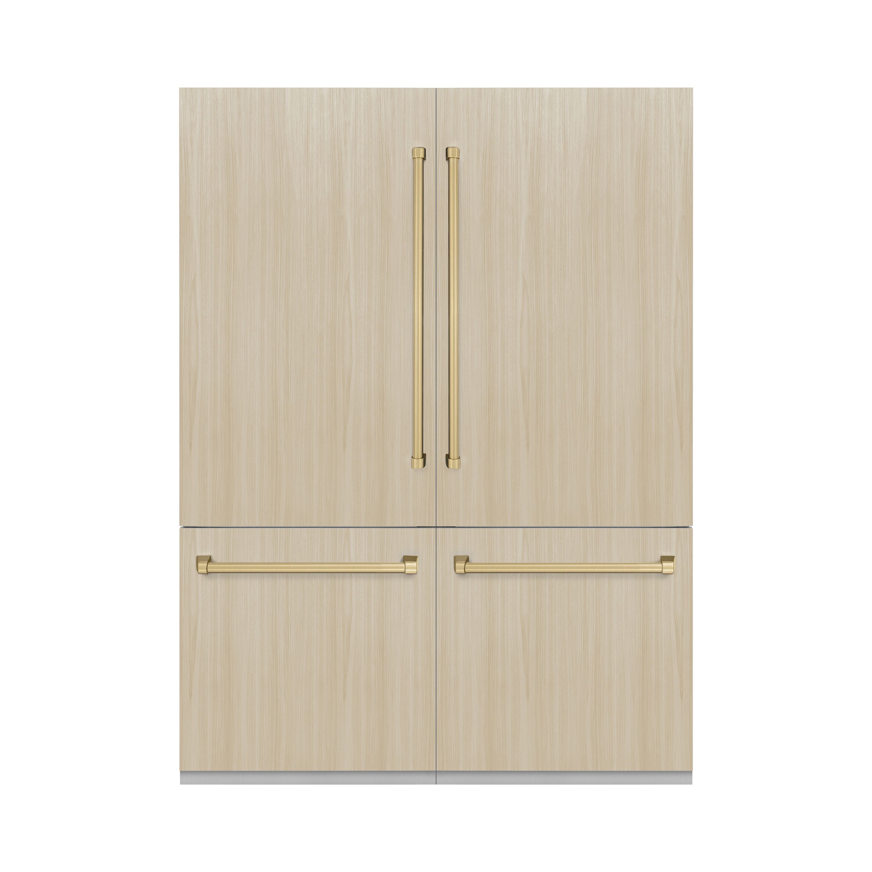 Refrigerador empotrado de puertas francesas con máquina de hielo y dispensador de agua y hielo, certificado ENERGY STAR, listo para panel. Profundidad de mostrador de 32.2 pies cúbicos de ZLINE KITCHEN & BATH.