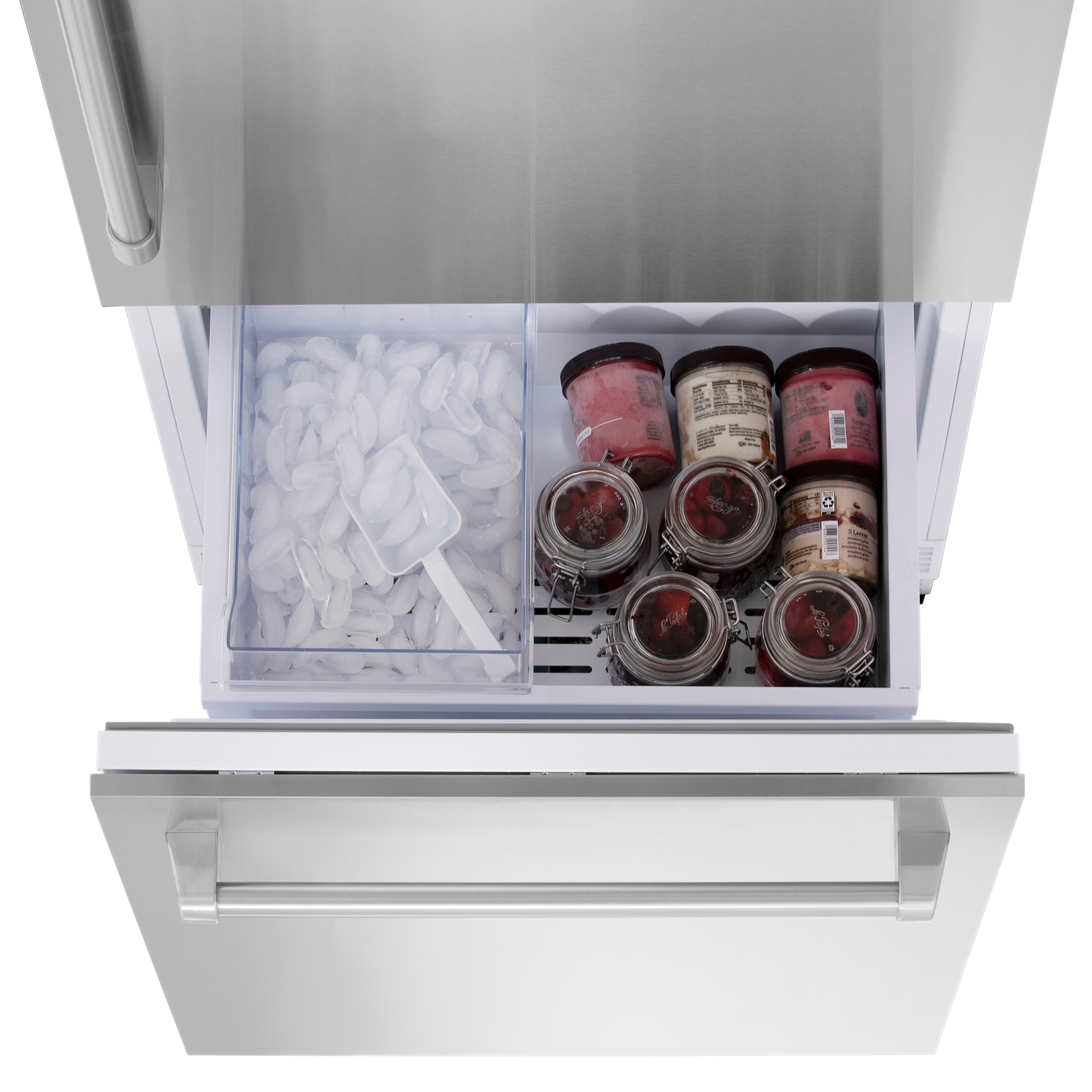 Refrigerador empotrado de puertas francesas con dispensador de hielo y agua, listo para panel personalizado- Edición Autógrafo de ZLINE KITCHEN & BATH, certificado por ENERGY STAR- 32.2 pies cúbicos de capacidad